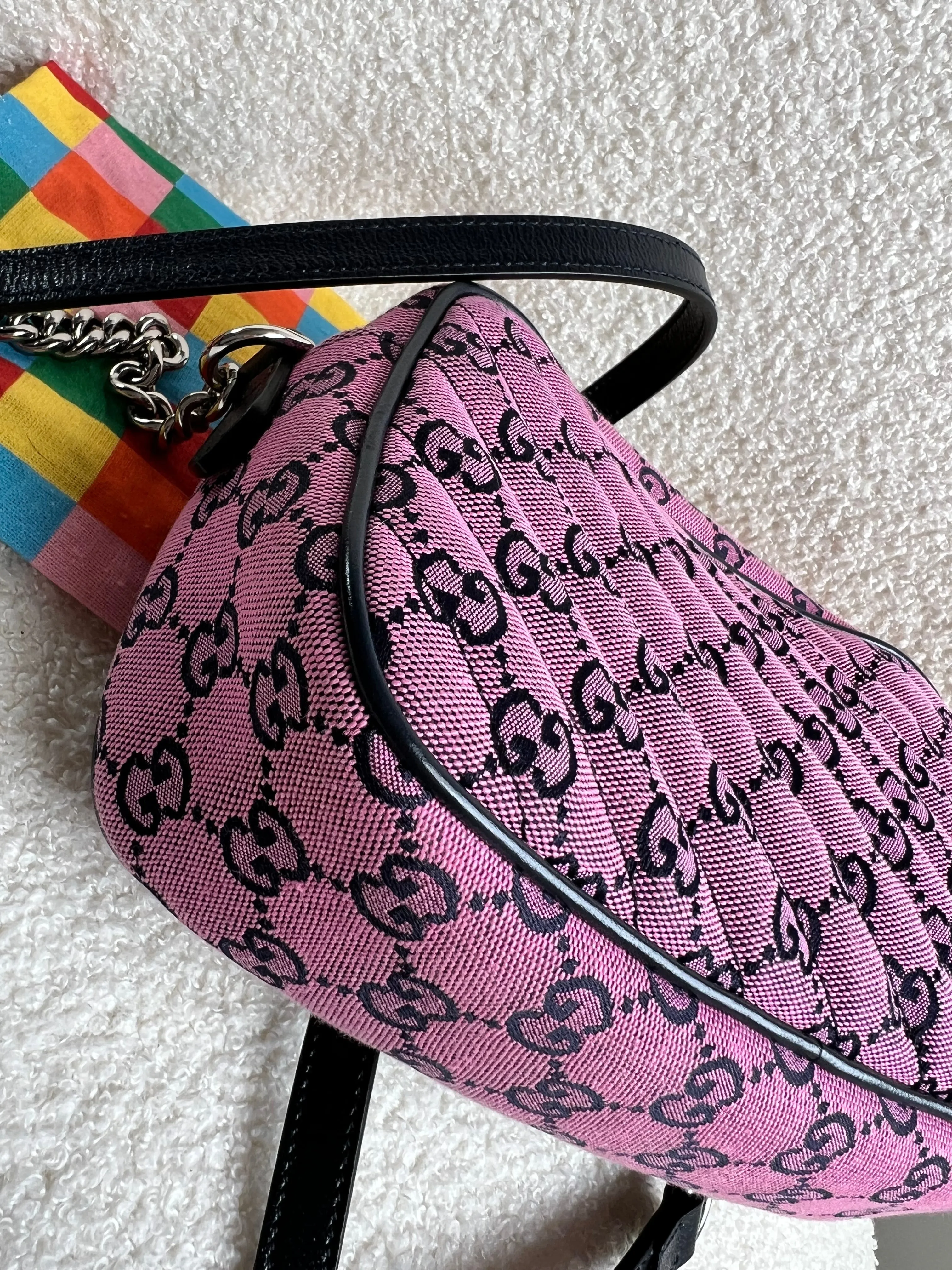 Gucci GG Marmont Pink Canvas Small Shoulder Bag (RRP £1050)