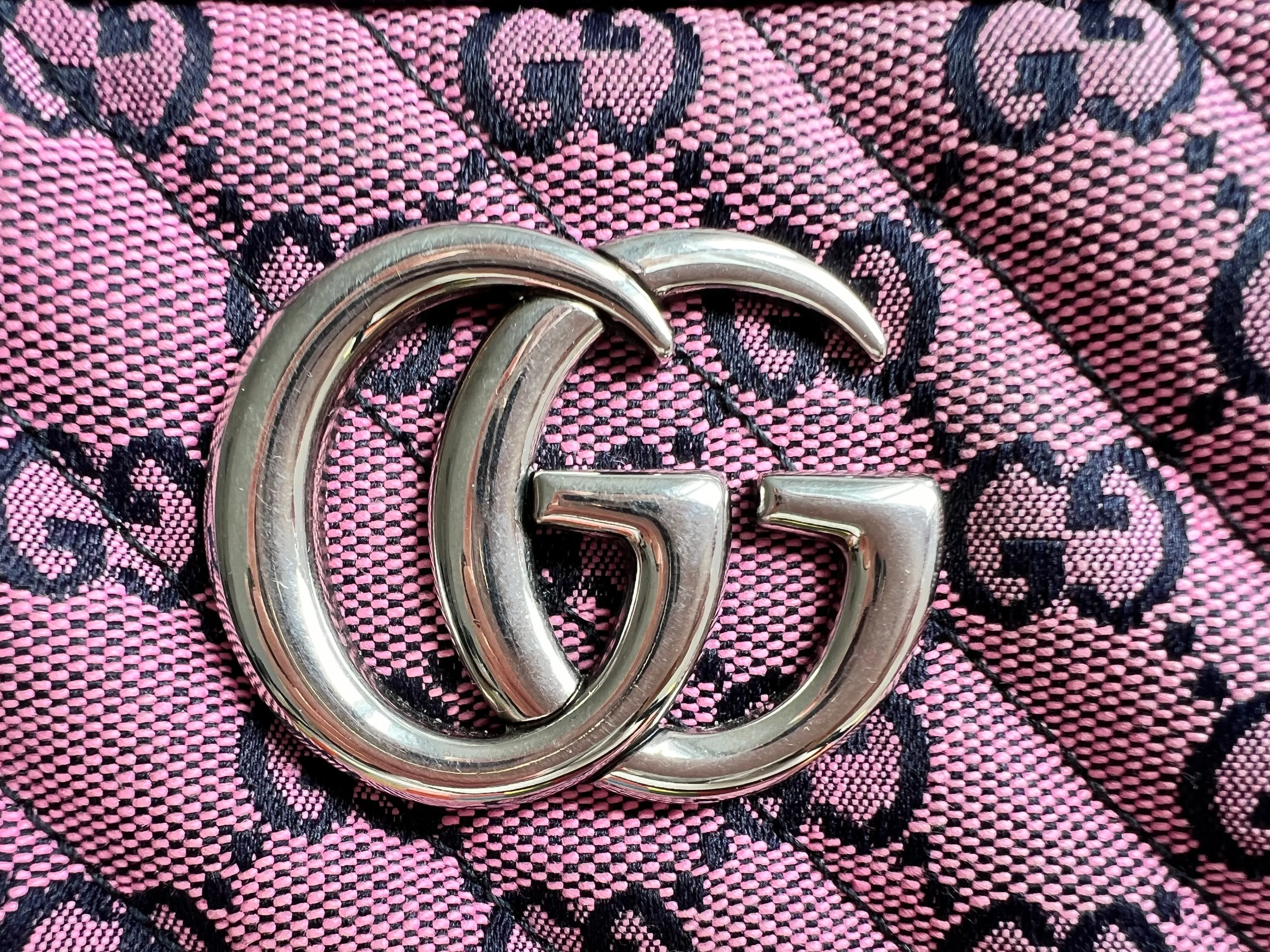 Gucci GG Marmont Pink Canvas Small Shoulder Bag (RRP £1050)