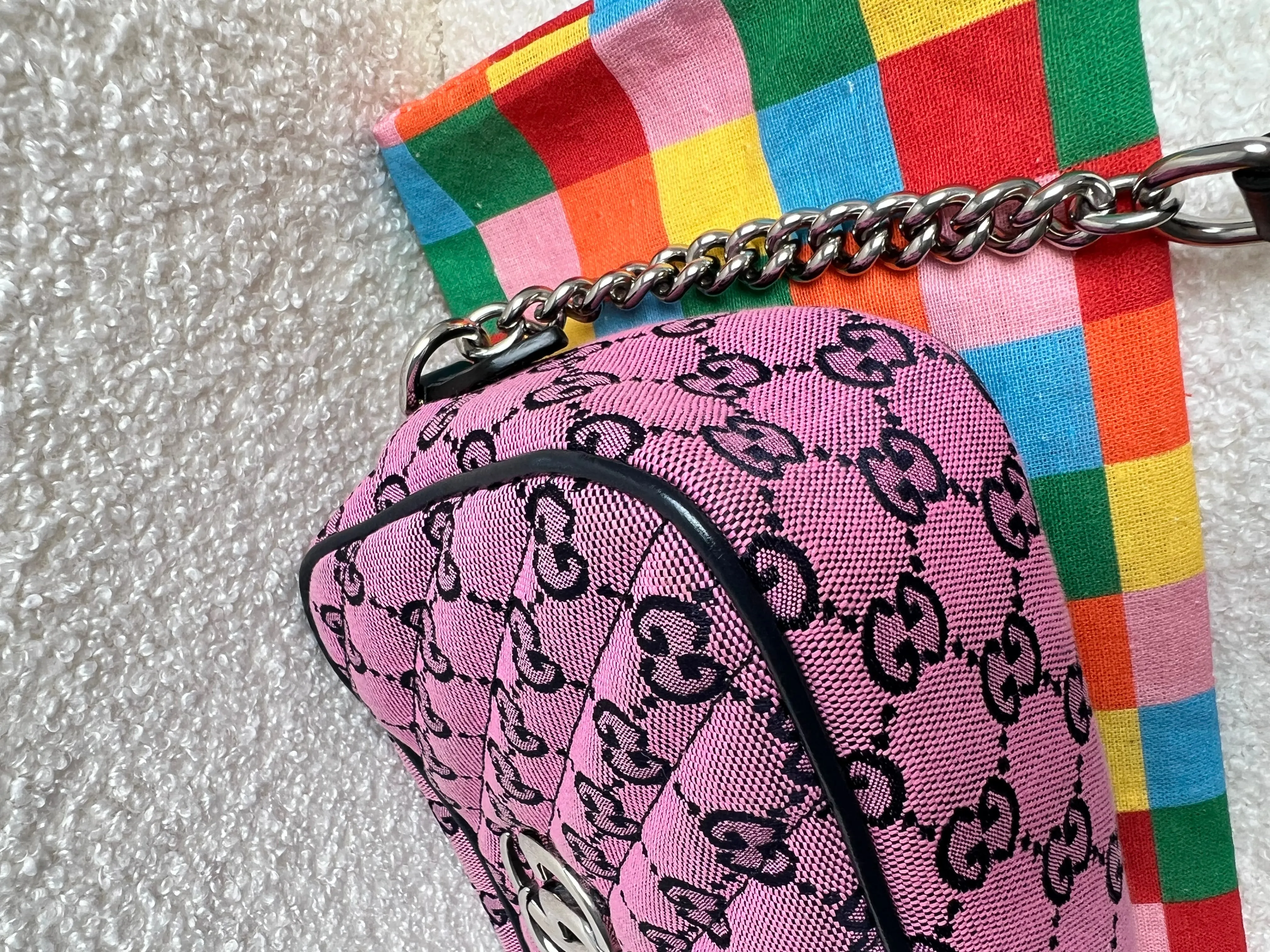 Gucci GG Marmont Pink Canvas Small Shoulder Bag (RRP £1050)
