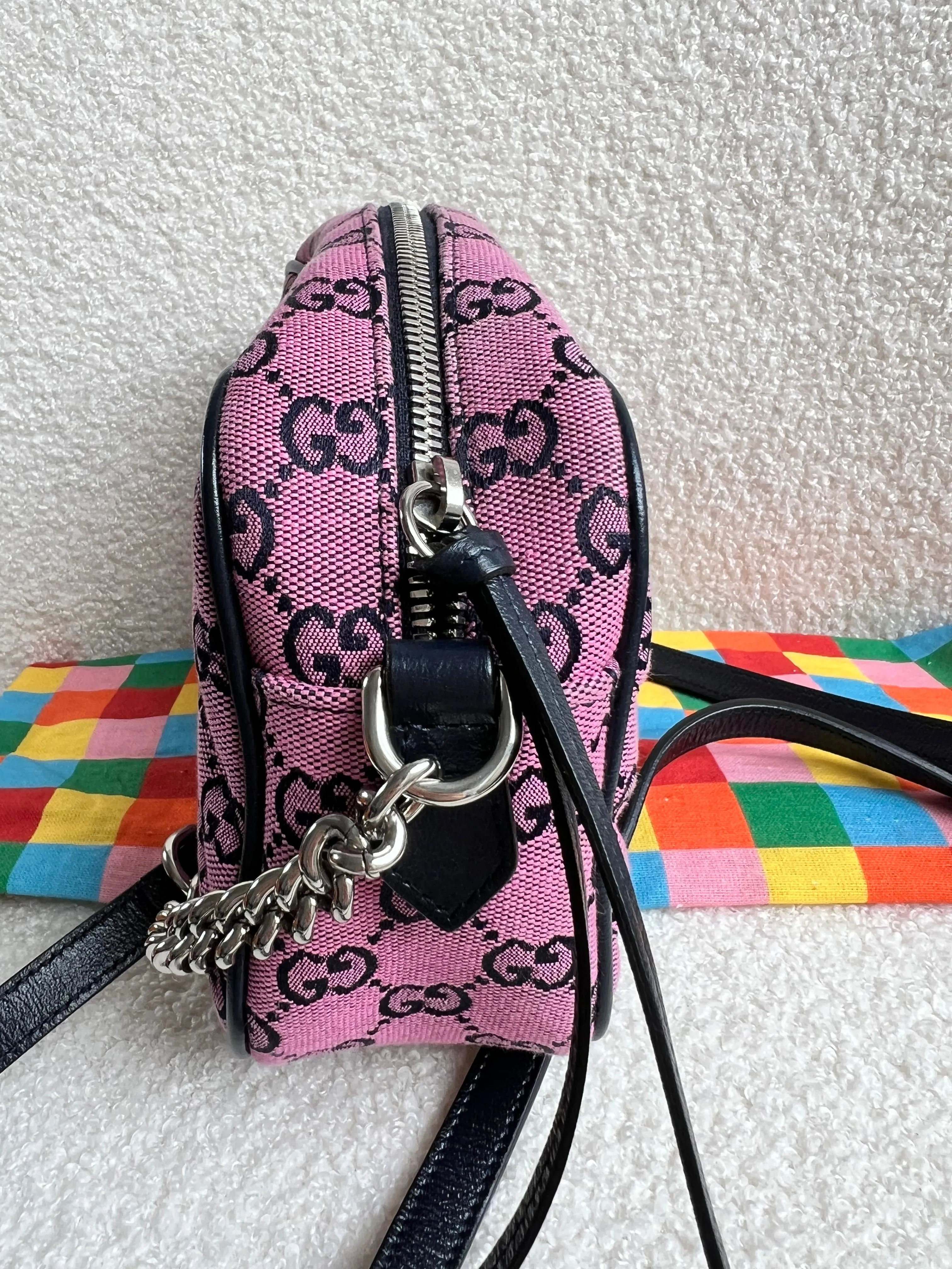 Gucci GG Marmont Pink Canvas Small Shoulder Bag (RRP £1050)