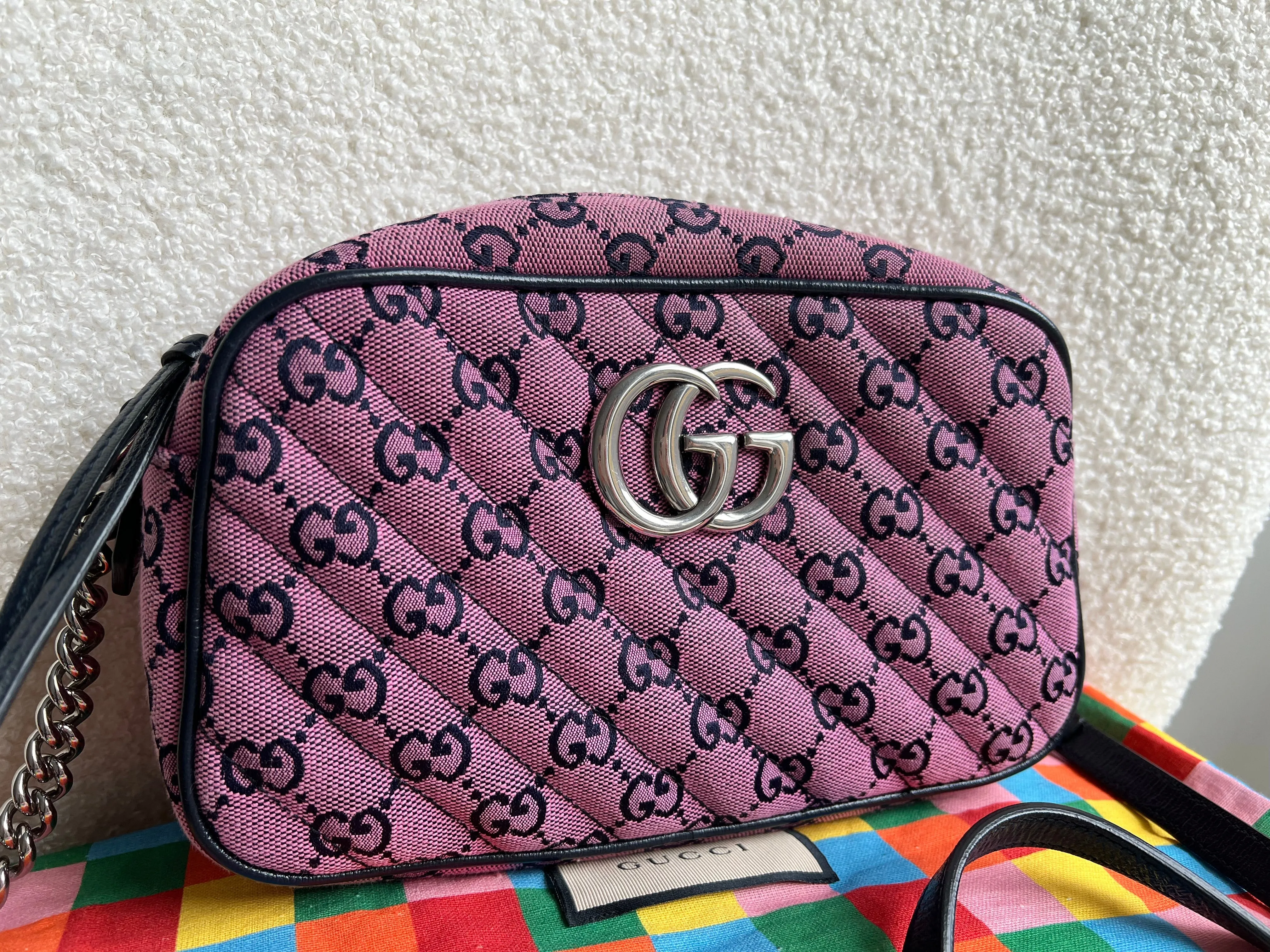 Gucci GG Marmont Pink Canvas Small Shoulder Bag (RRP £1050)