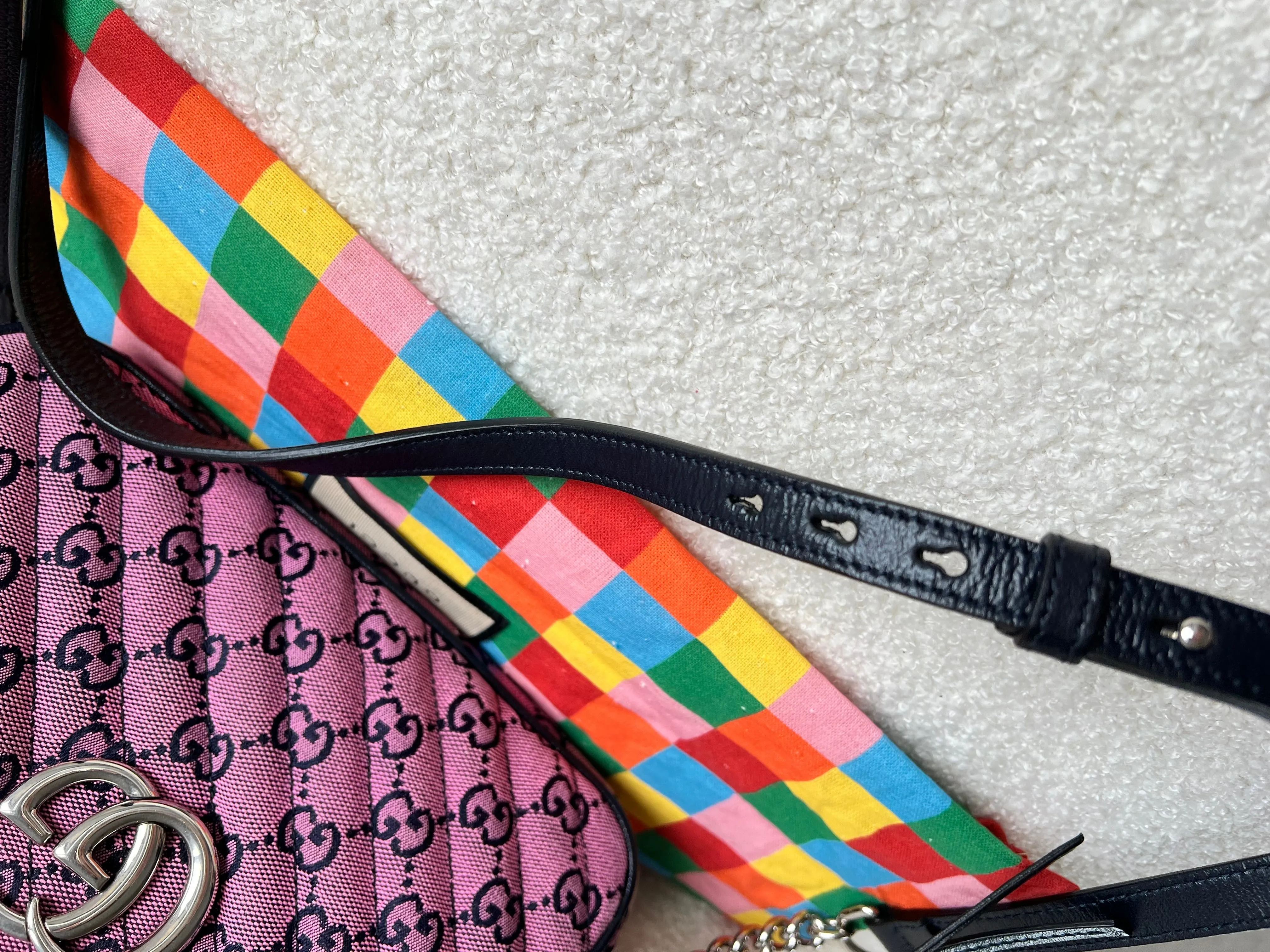 Gucci GG Marmont Pink Canvas Small Shoulder Bag (RRP £1050)