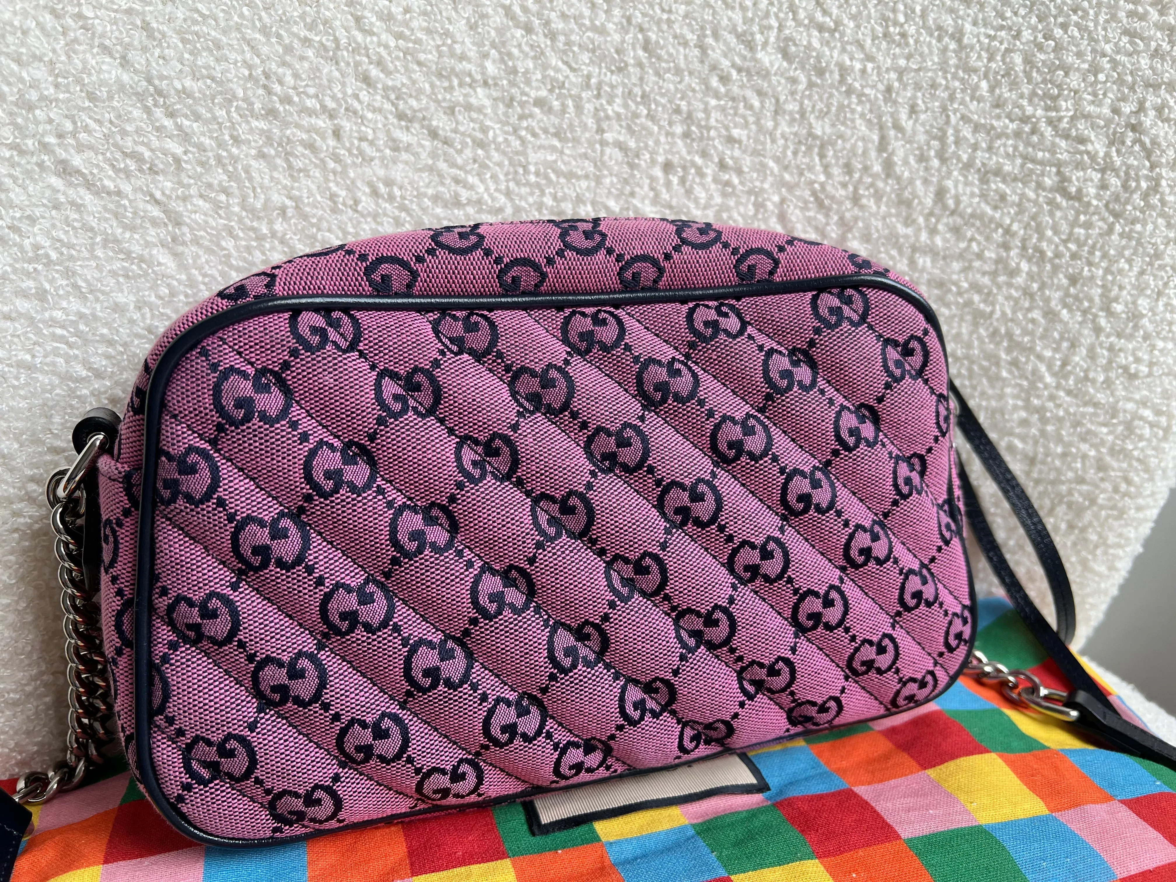 Gucci GG Marmont Pink Canvas Small Shoulder Bag (RRP £1050)