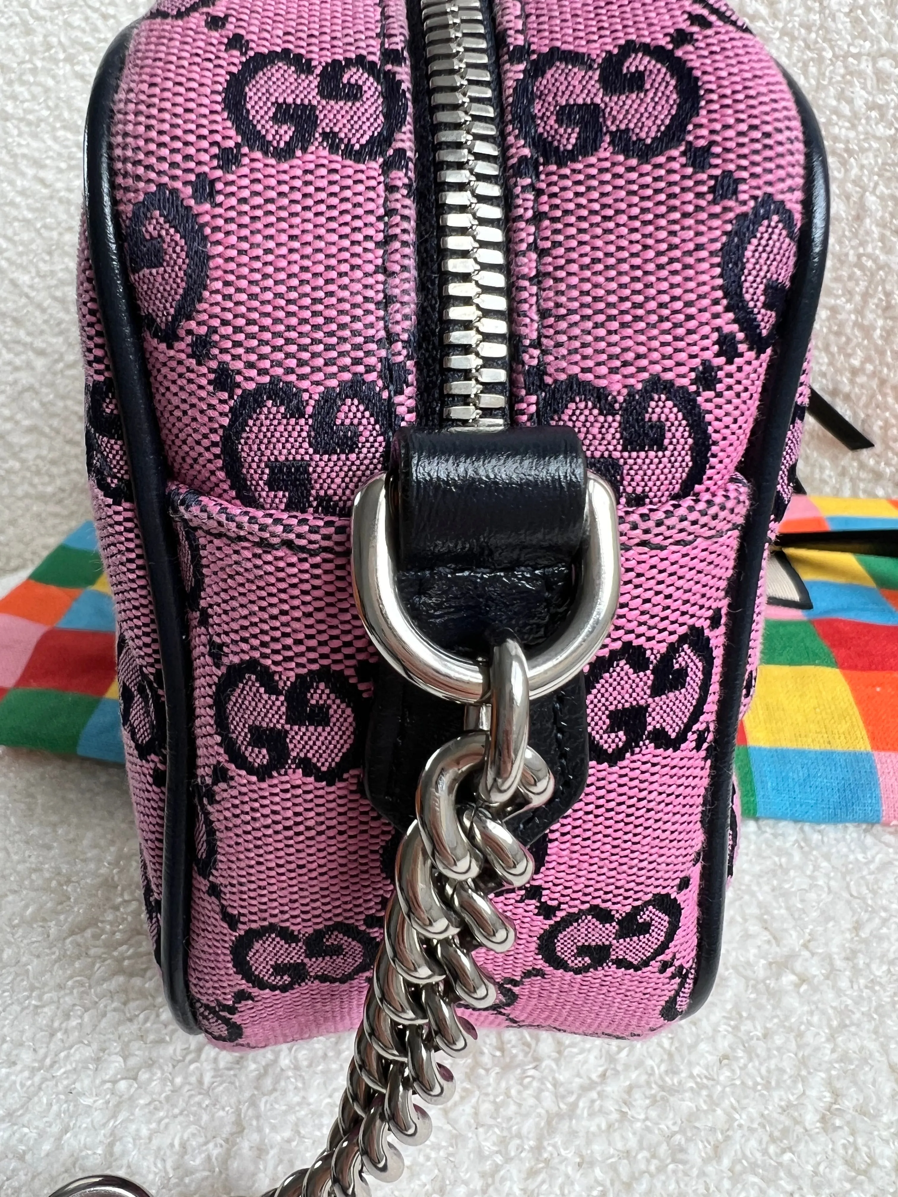 Gucci GG Marmont Pink Canvas Small Shoulder Bag (RRP £1050)