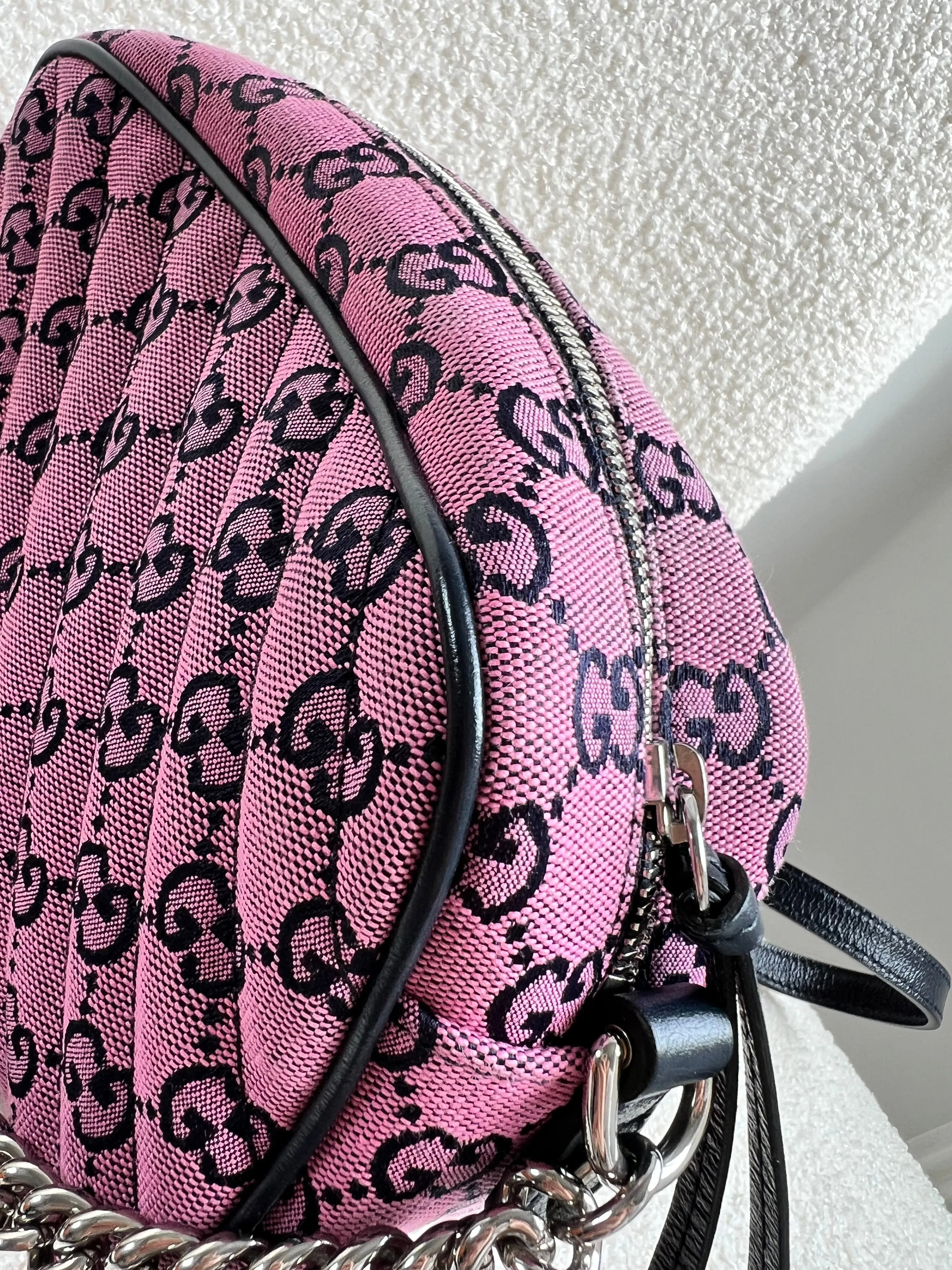 Gucci GG Marmont Pink Canvas Small Shoulder Bag (RRP £1050)