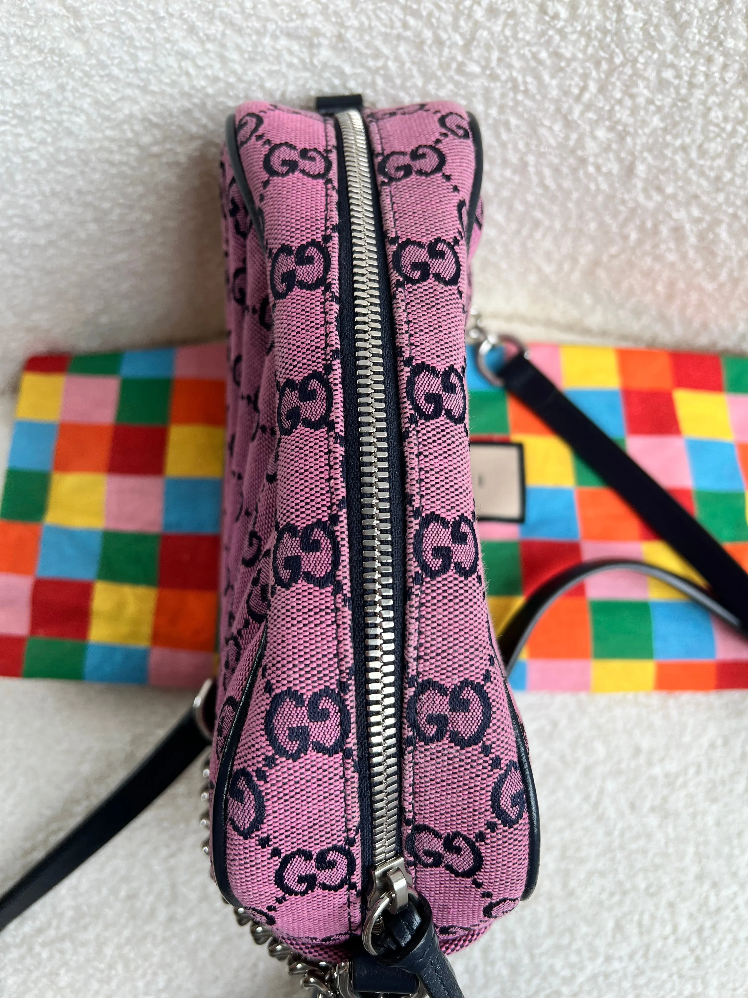 Gucci GG Marmont Pink Canvas Small Shoulder Bag (RRP £1050)