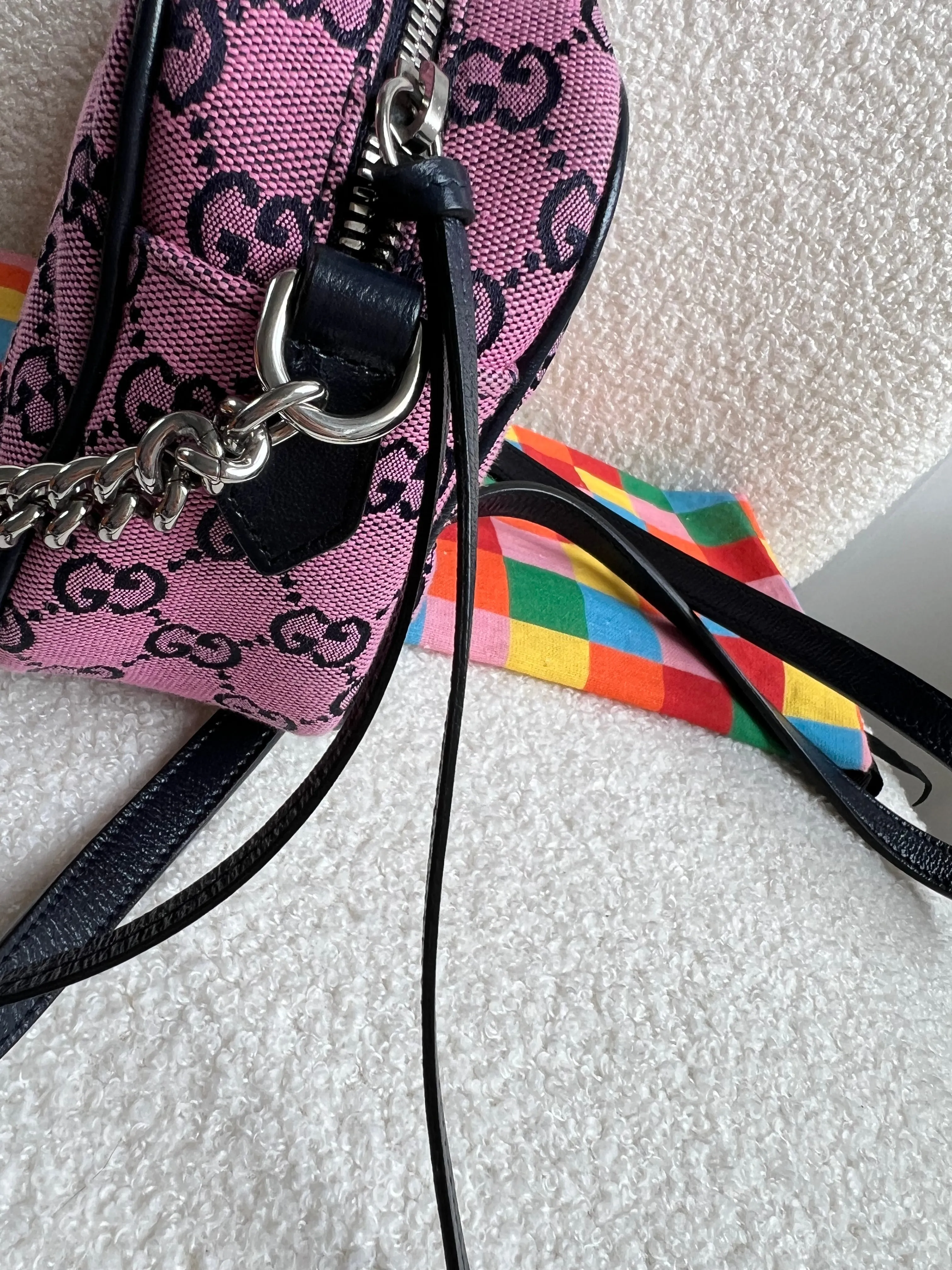 Gucci GG Marmont Pink Canvas Small Shoulder Bag (RRP £1050)