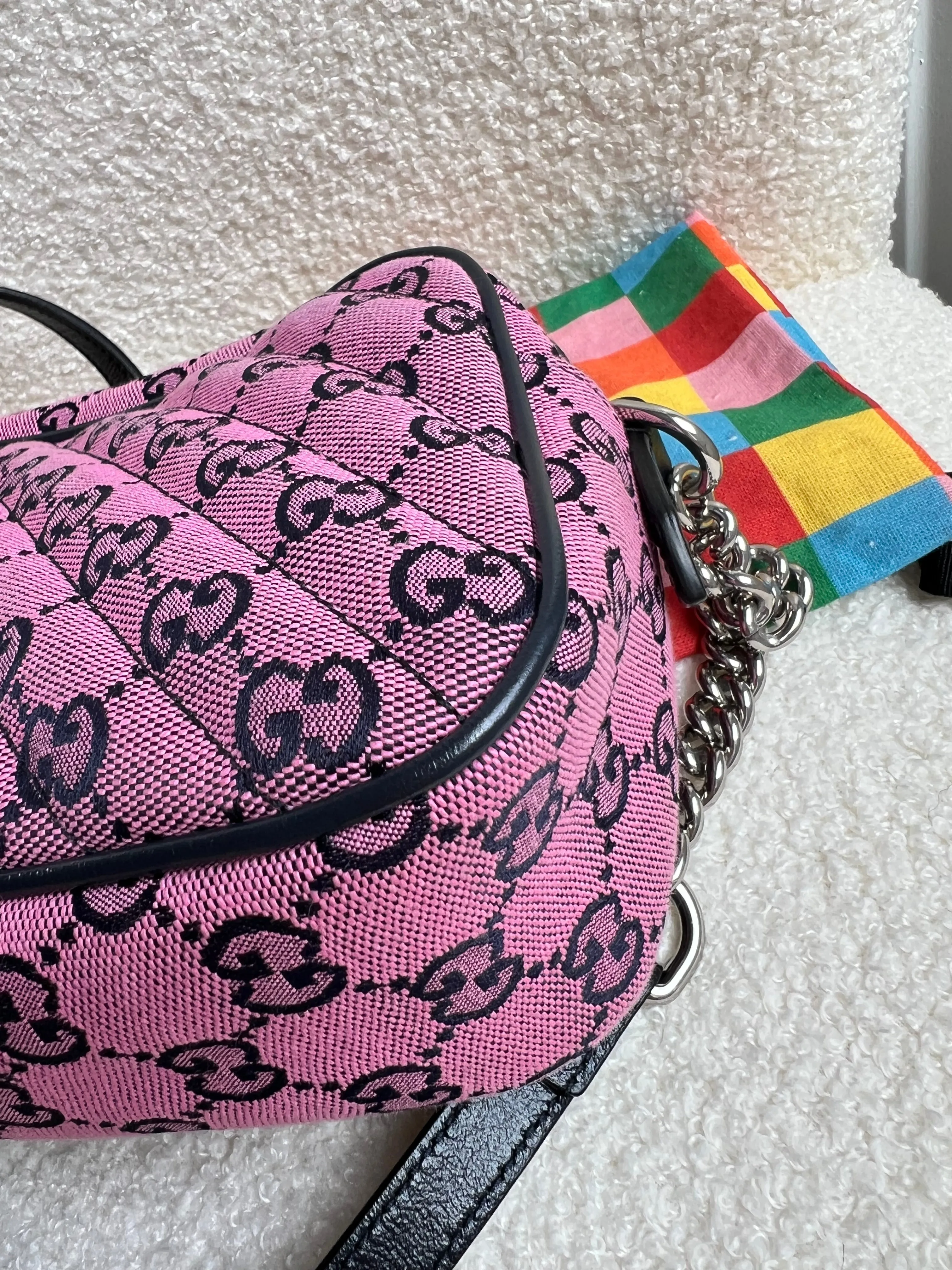 Gucci GG Marmont Pink Canvas Small Shoulder Bag (RRP £1050)