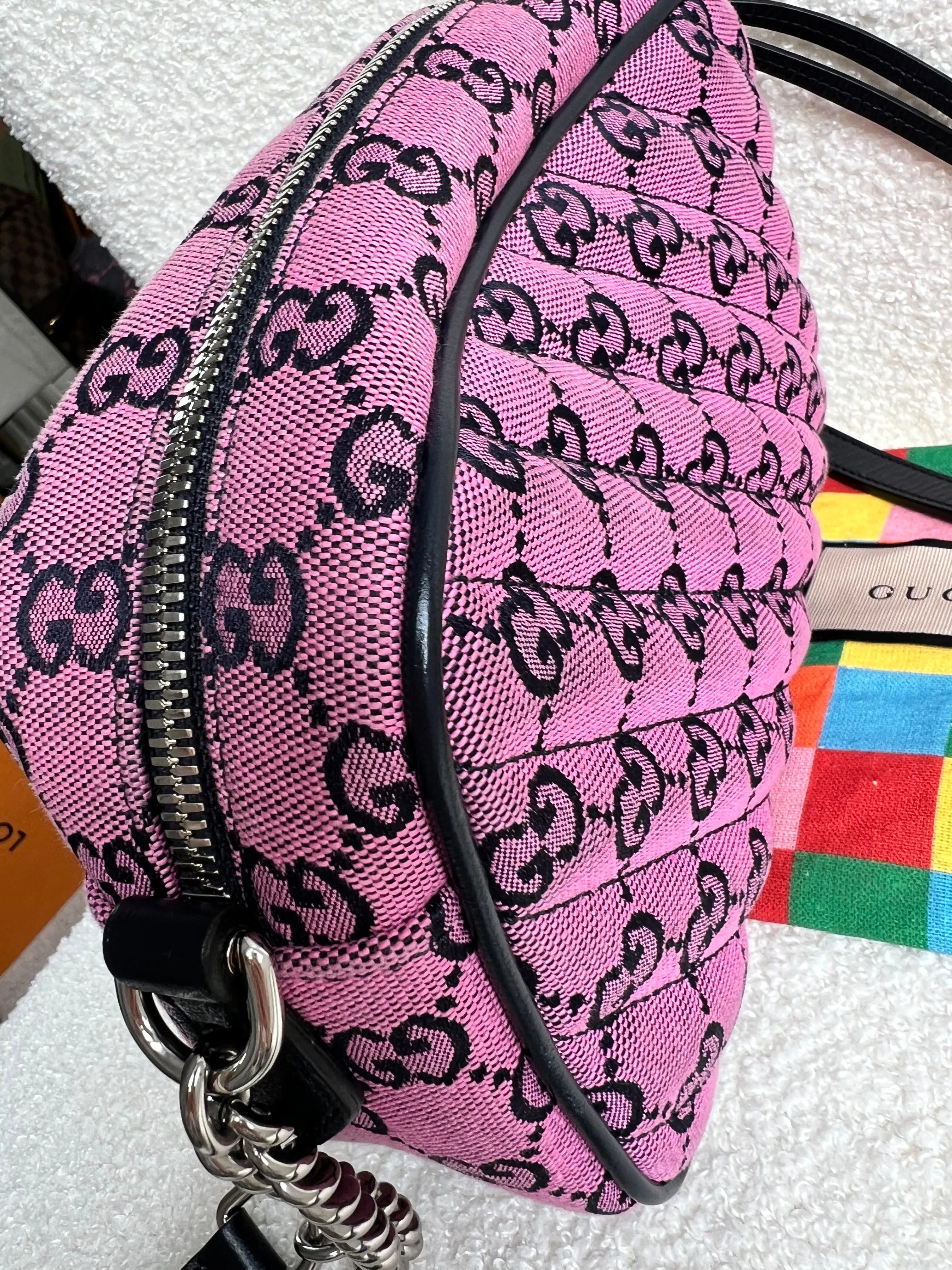 Gucci GG Marmont Pink Canvas Small Shoulder Bag (RRP £1050)