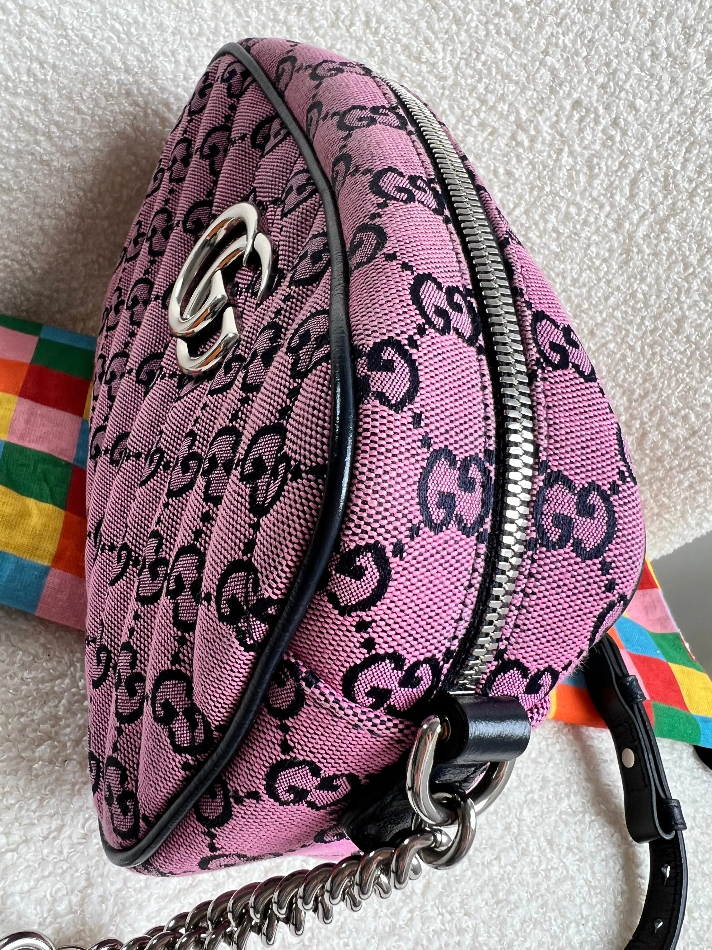 Gucci GG Marmont Pink Canvas Small Shoulder Bag (RRP £1050)