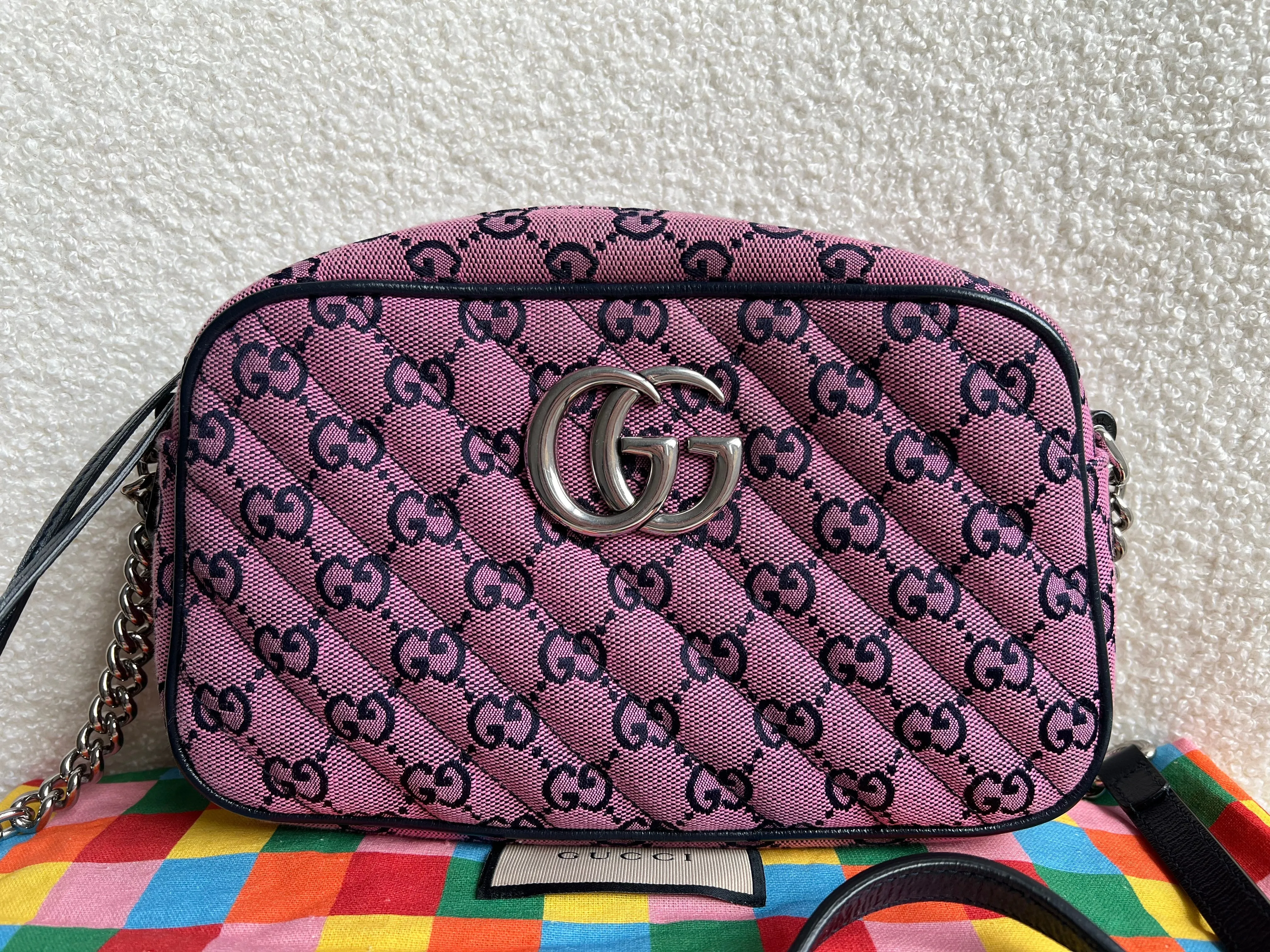 Gucci GG Marmont Pink Canvas Small Shoulder Bag (RRP £1050)