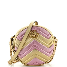 GUCCI GG Marmont Round Shoulder Bag Matelasse Leather Mini