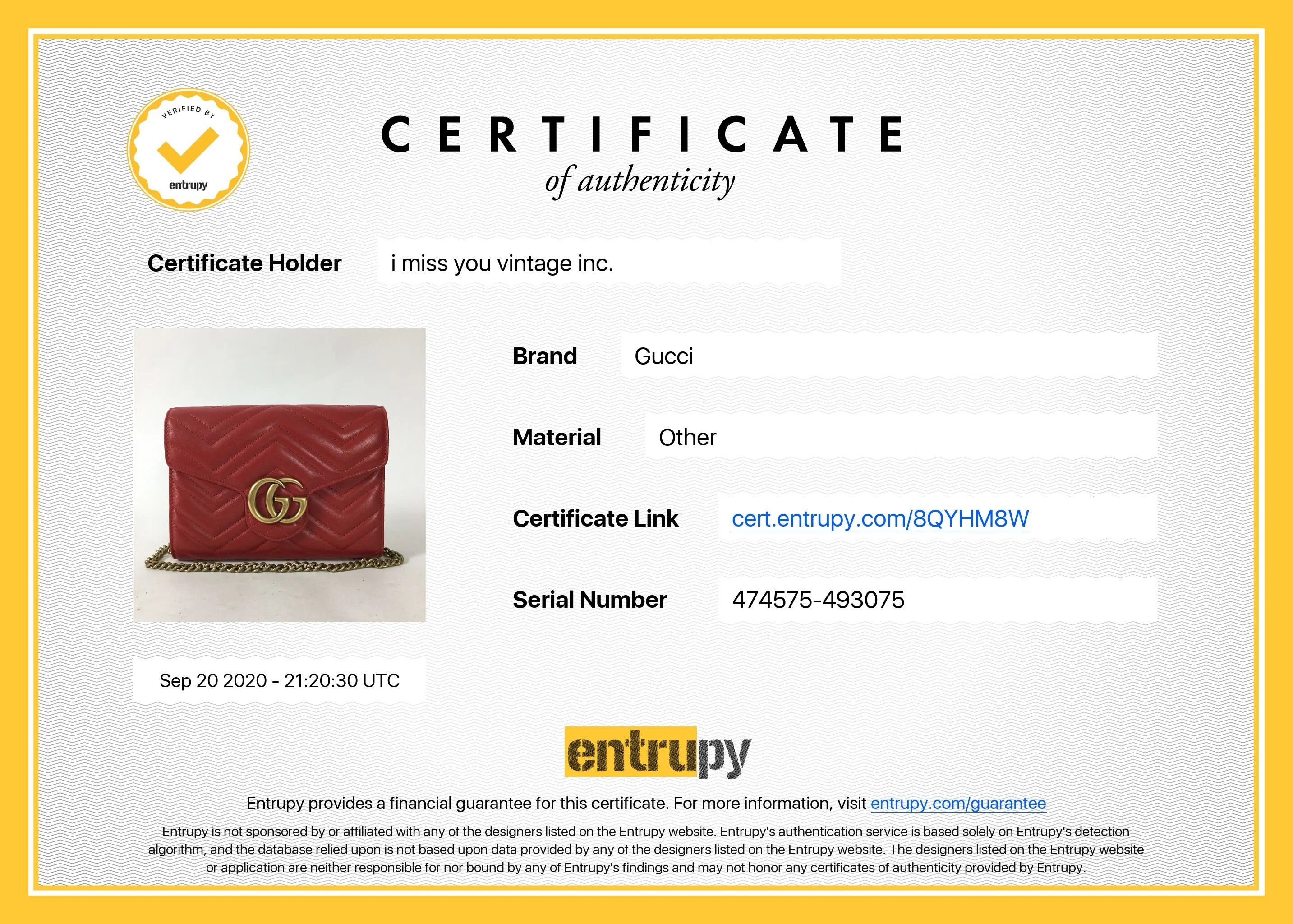 Gucci Red Marmont Matelasse GG Logo Wallet On Chain Crossbody Bag