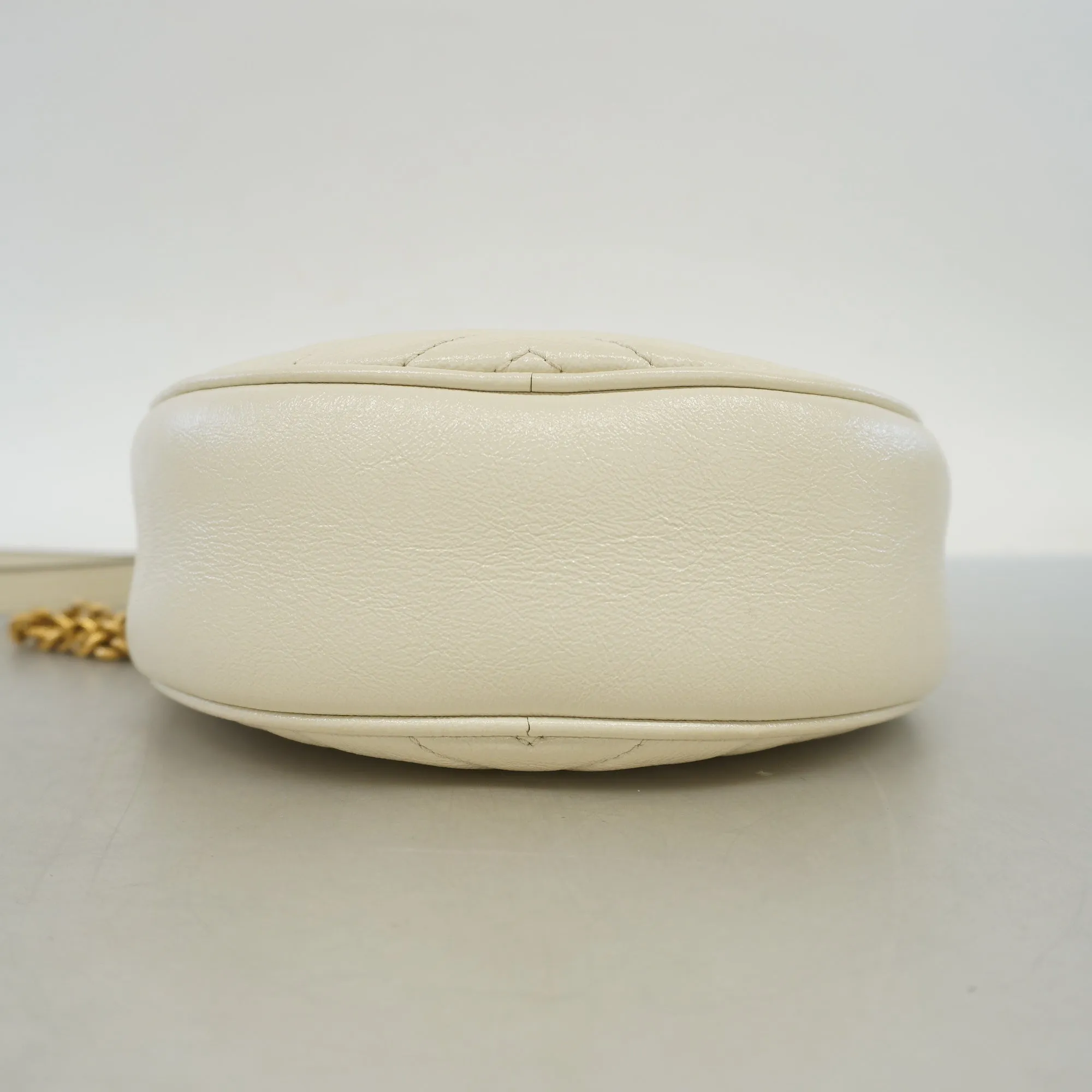 Gucci Shoulder Bag GG Marmont 550154 Leather Ivory Gold metal