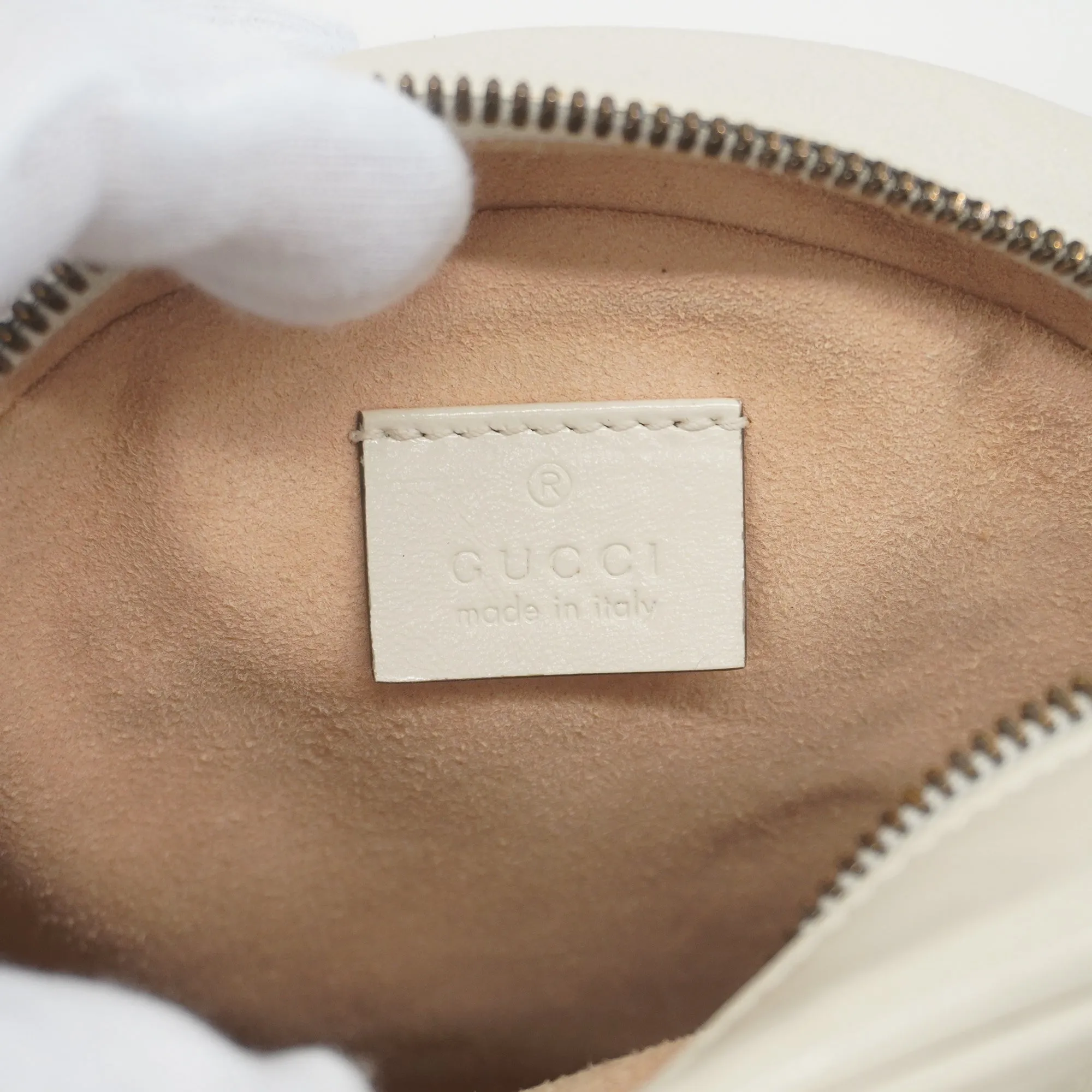 Gucci Shoulder Bag GG Marmont 550154 Leather Ivory Gold metal
