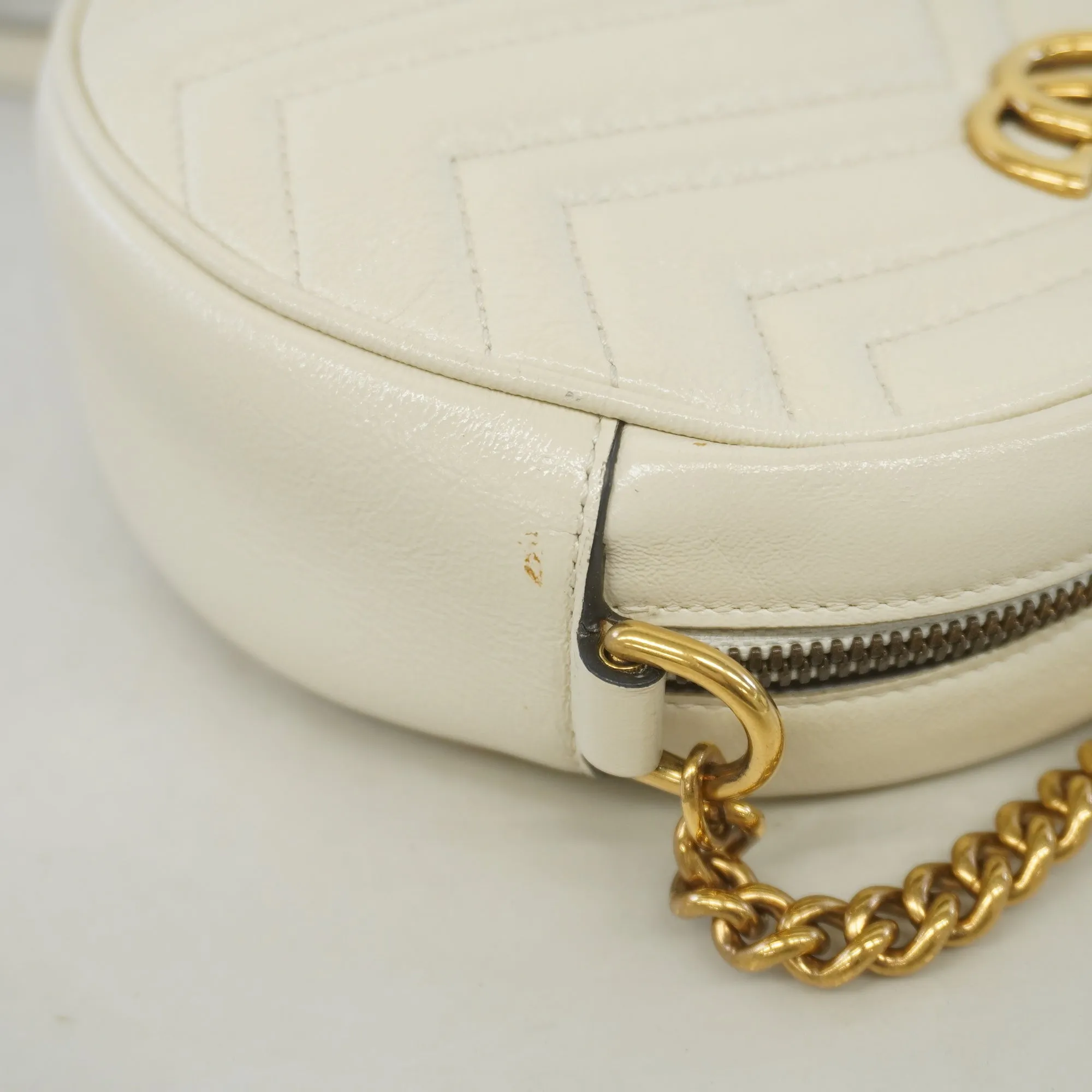 Gucci Shoulder Bag GG Marmont 550154 Leather Ivory Gold metal