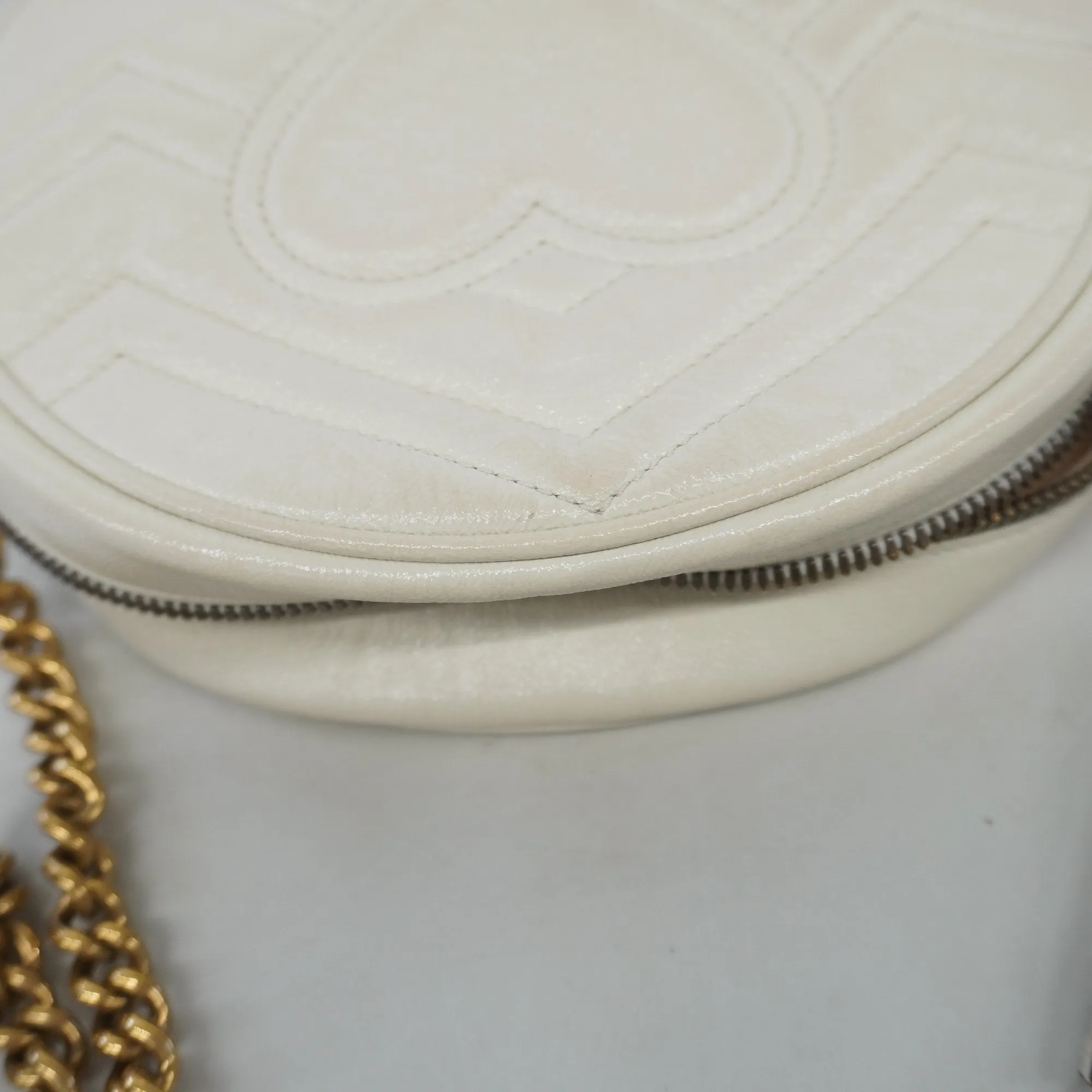 Gucci Shoulder Bag GG Marmont 550154 Leather Ivory Gold metal