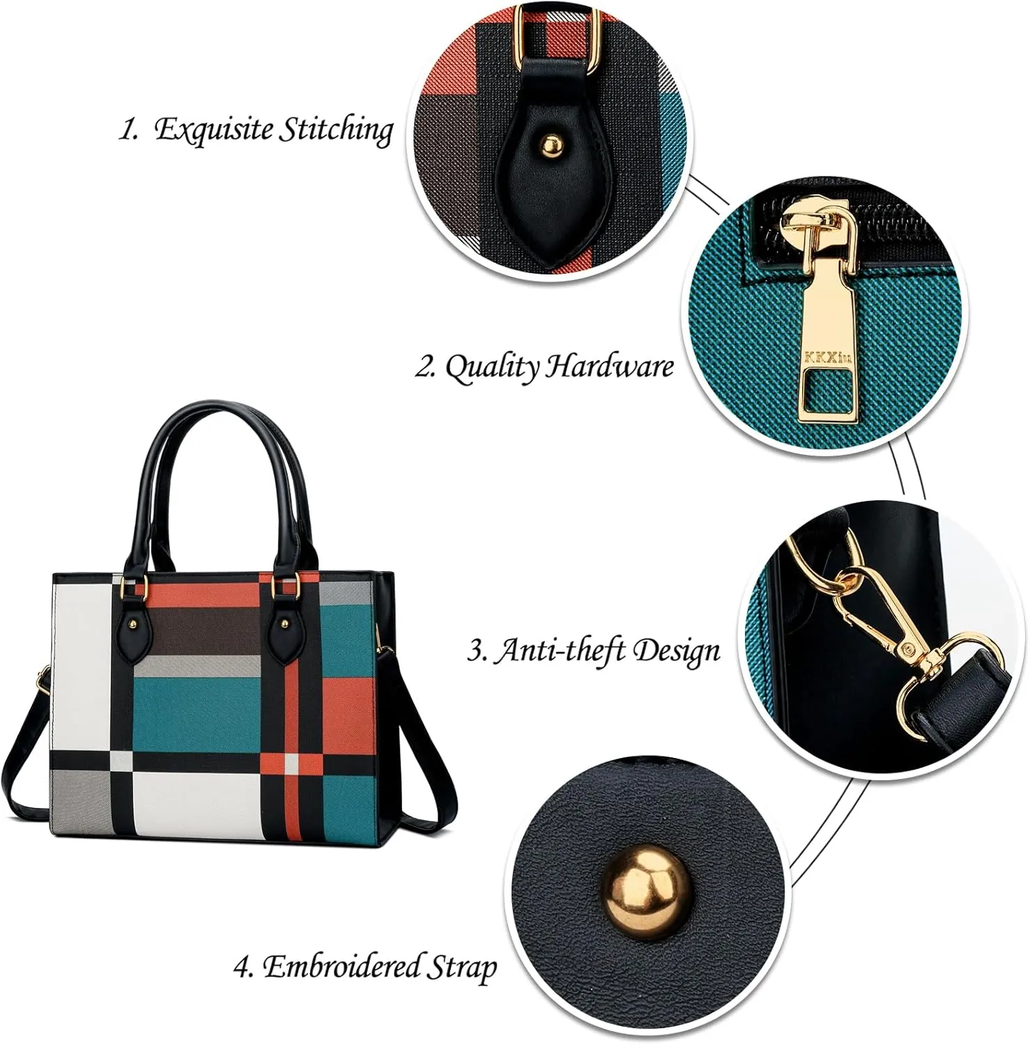 KKXIU Purses and Handbags for Women Vegan Leather Tote Shoulder Bag Ladies Top Handle Satchel with Coin Purse