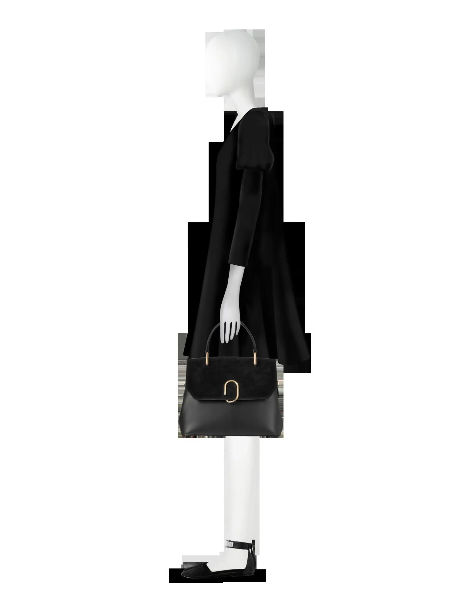Le Parmentier Thais Italian Suede & Leather Satchel - Gold Hardware