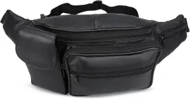 Leatherboss Fanny Pack with Water Bottle Holder - Black