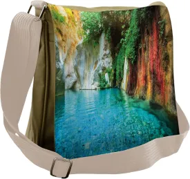 Lunarable Landscape Messenger Bag, Idyllic Lake Rocks Ivy, Unisex Cross-body