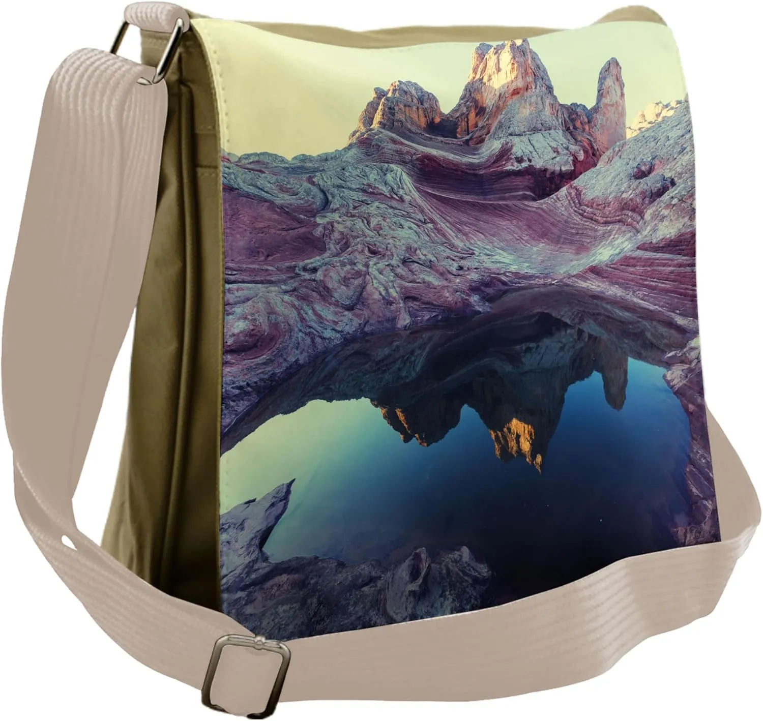 Lunarable Nature Messenger Bag, Panorama of Idyllic Creek, Unisex Cross-body