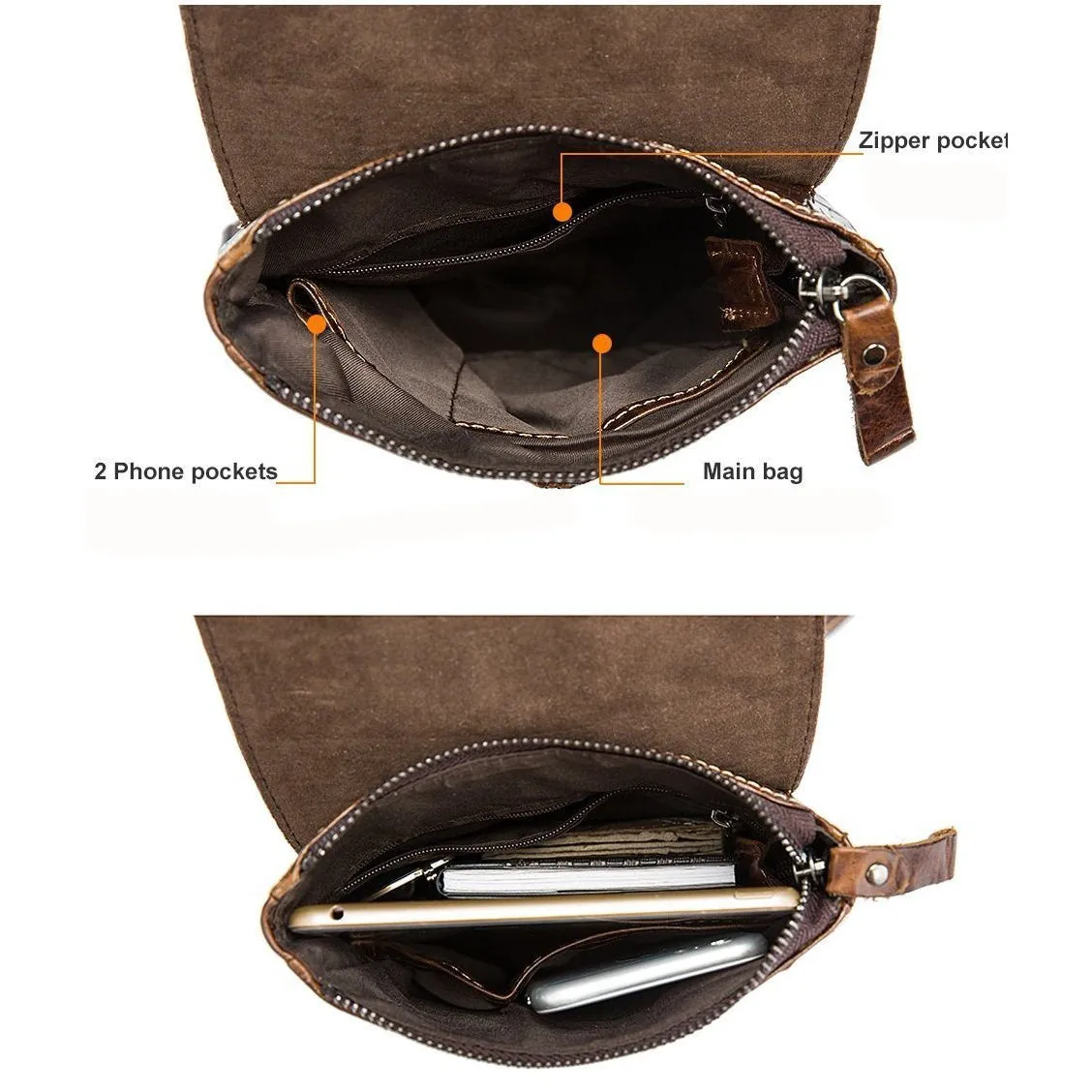 Men Spectacular Alligator Crocodile Pattern Messenger Genuine Leather Bag for a Unique Persona