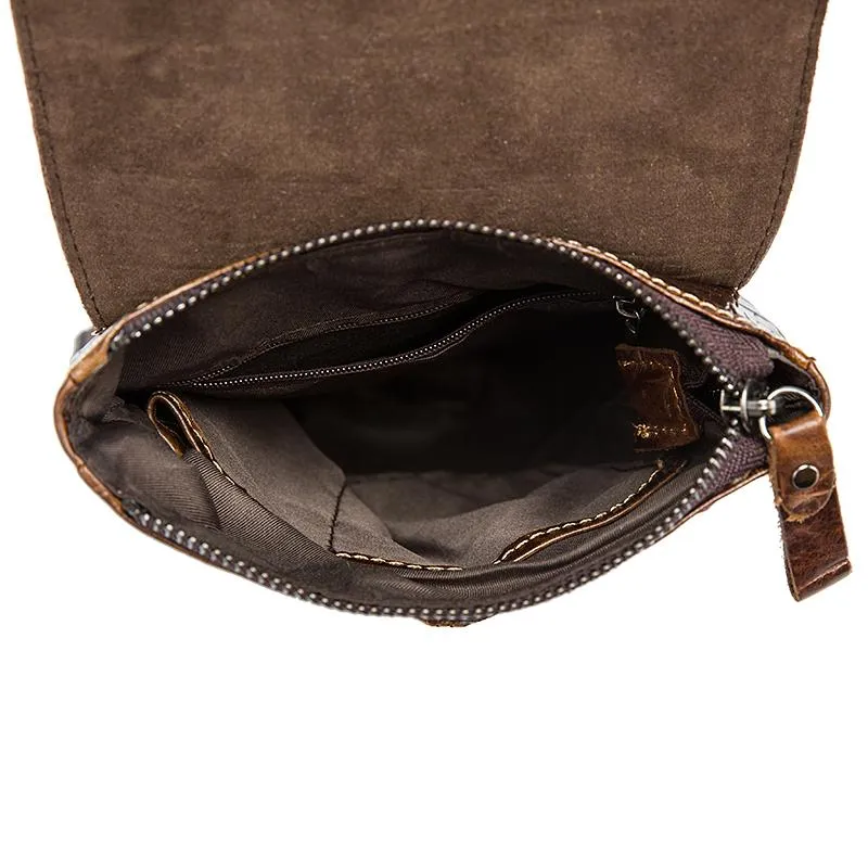 Men Spectacular Alligator Crocodile Pattern Messenger Genuine Leather Bag for a Unique Persona
