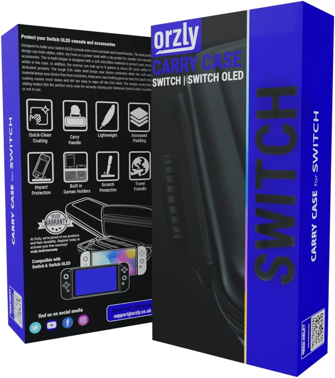 Orzly Carry Case Compatible with Nintendo Switch and New Switch OLED Console -Protective Hard Portable Travel Carry Case Shell Pouch with Pockets for Accessories and Games