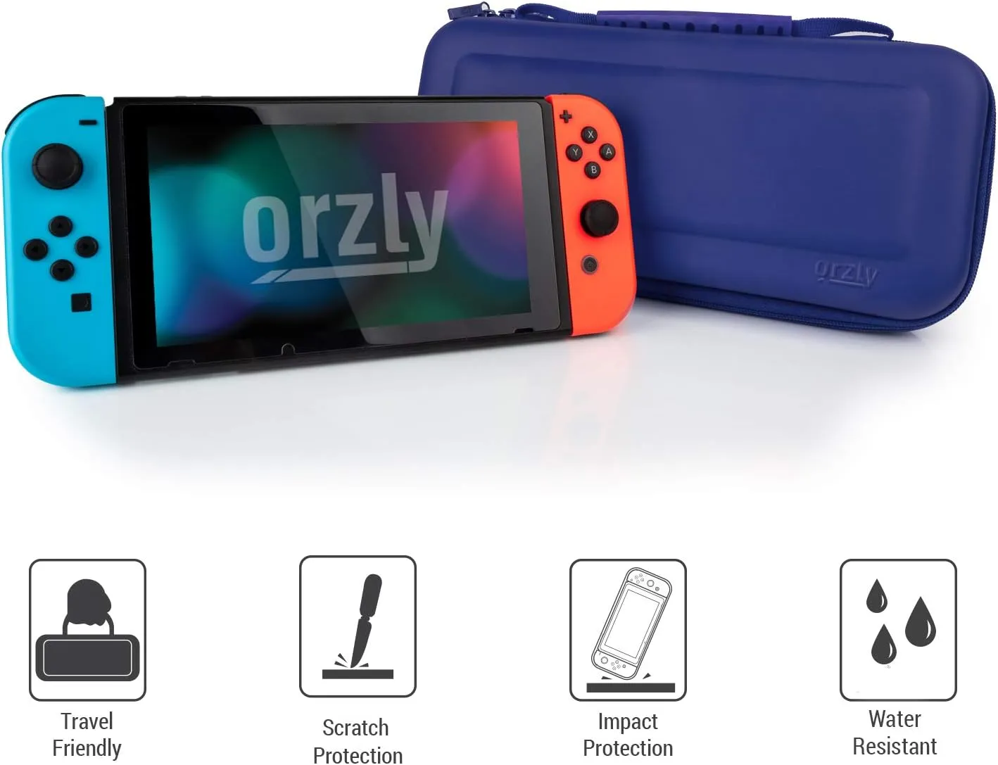Orzly Carry Case Compatible with Nintendo Switch and New Switch OLED Console -Protective Hard Portable Travel Carry Case Shell Pouch with Pockets for Accessories and Games