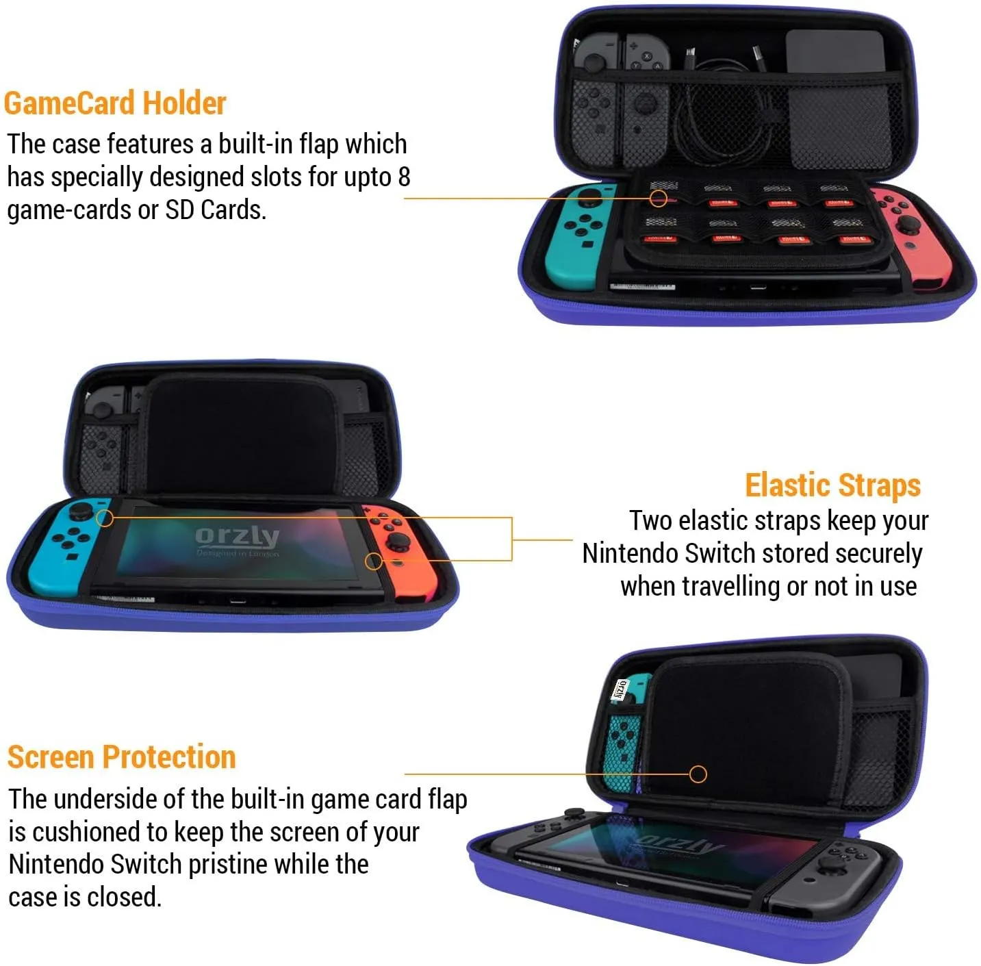 Orzly Carry Case Compatible with Nintendo Switch and New Switch OLED Console -Protective Hard Portable Travel Carry Case Shell Pouch with Pockets for Accessories and Games