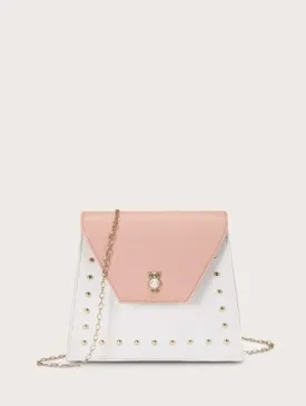 Pink & White Chain Crossbody Bag