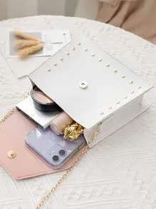 Pink & White Chain Crossbody Bag