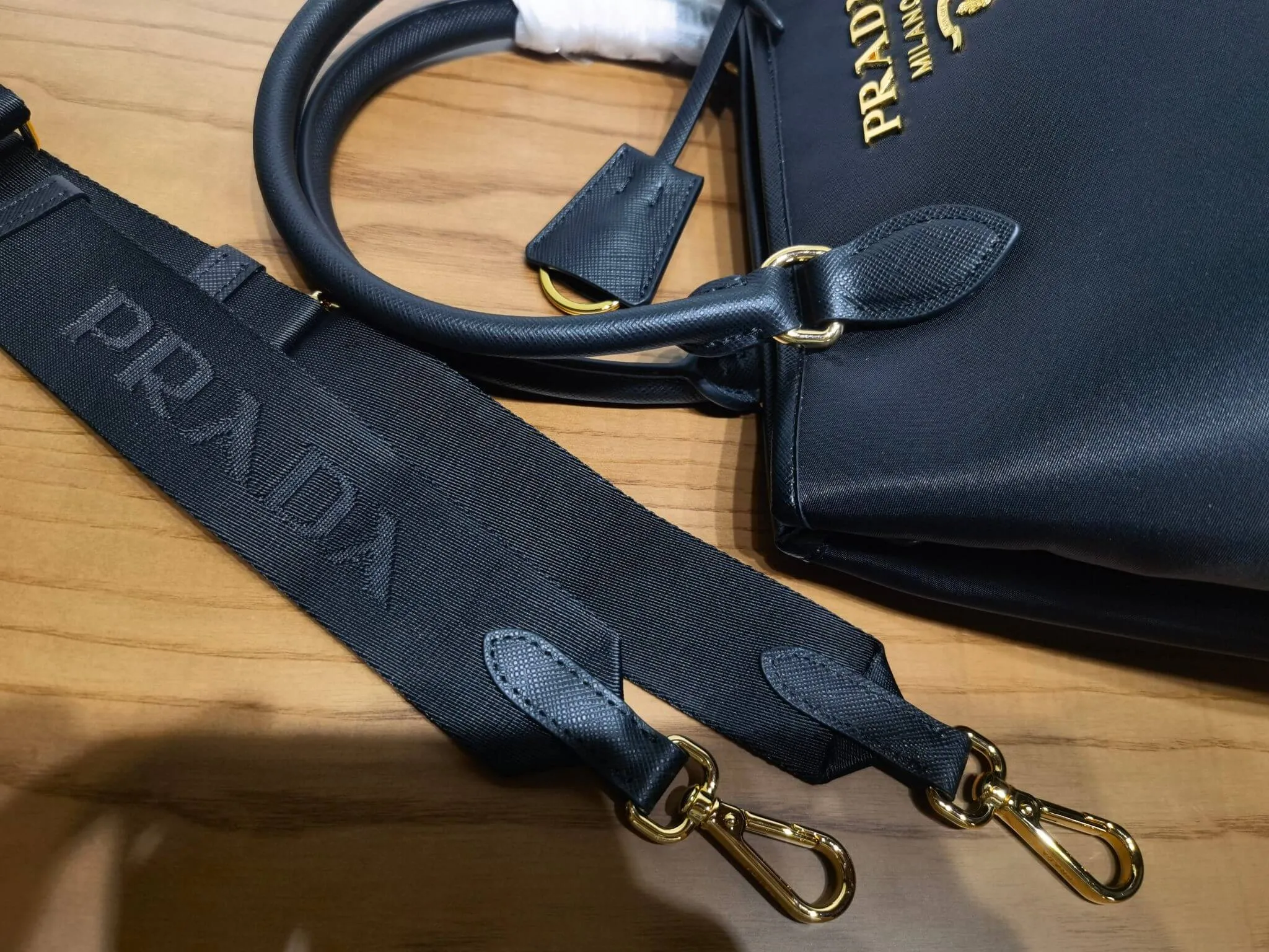 PRA Black Recycled nylon handbag 1BA173