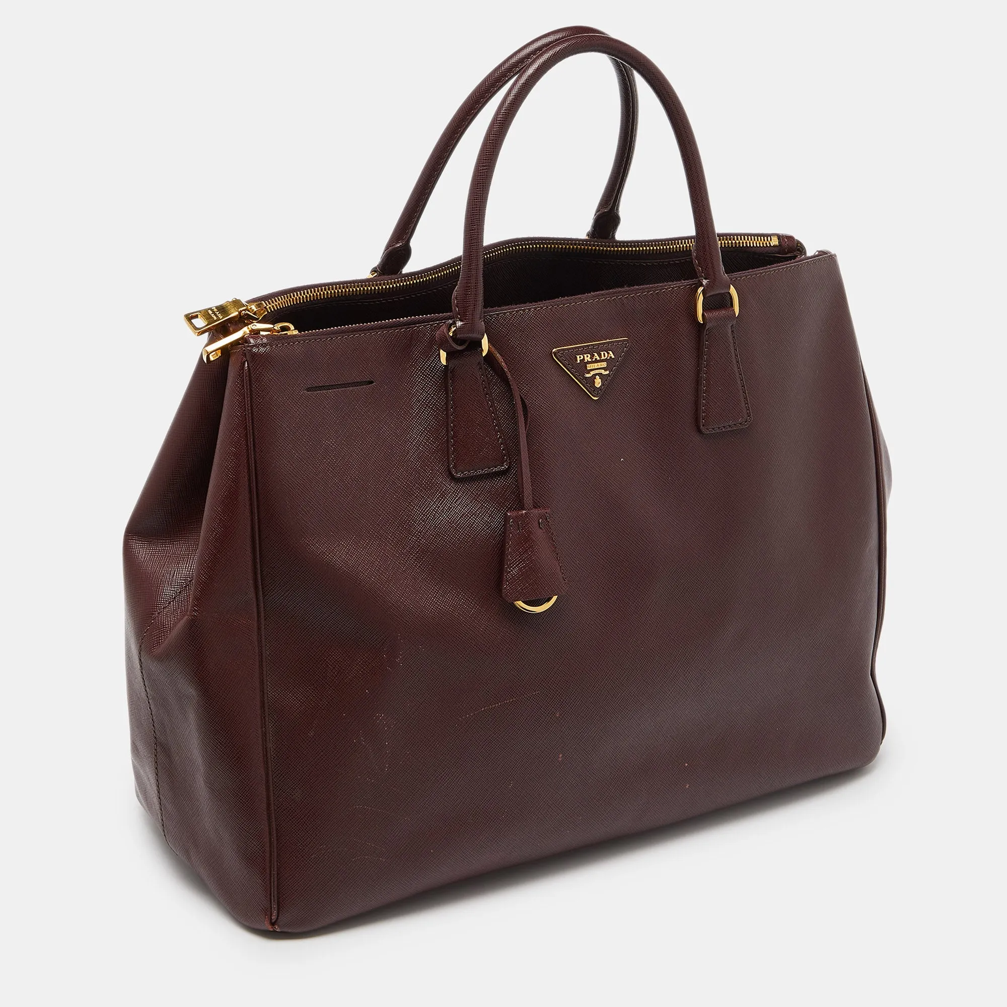 Prada Burgundy Saffiano Lux Leather Executive Galleria Tote