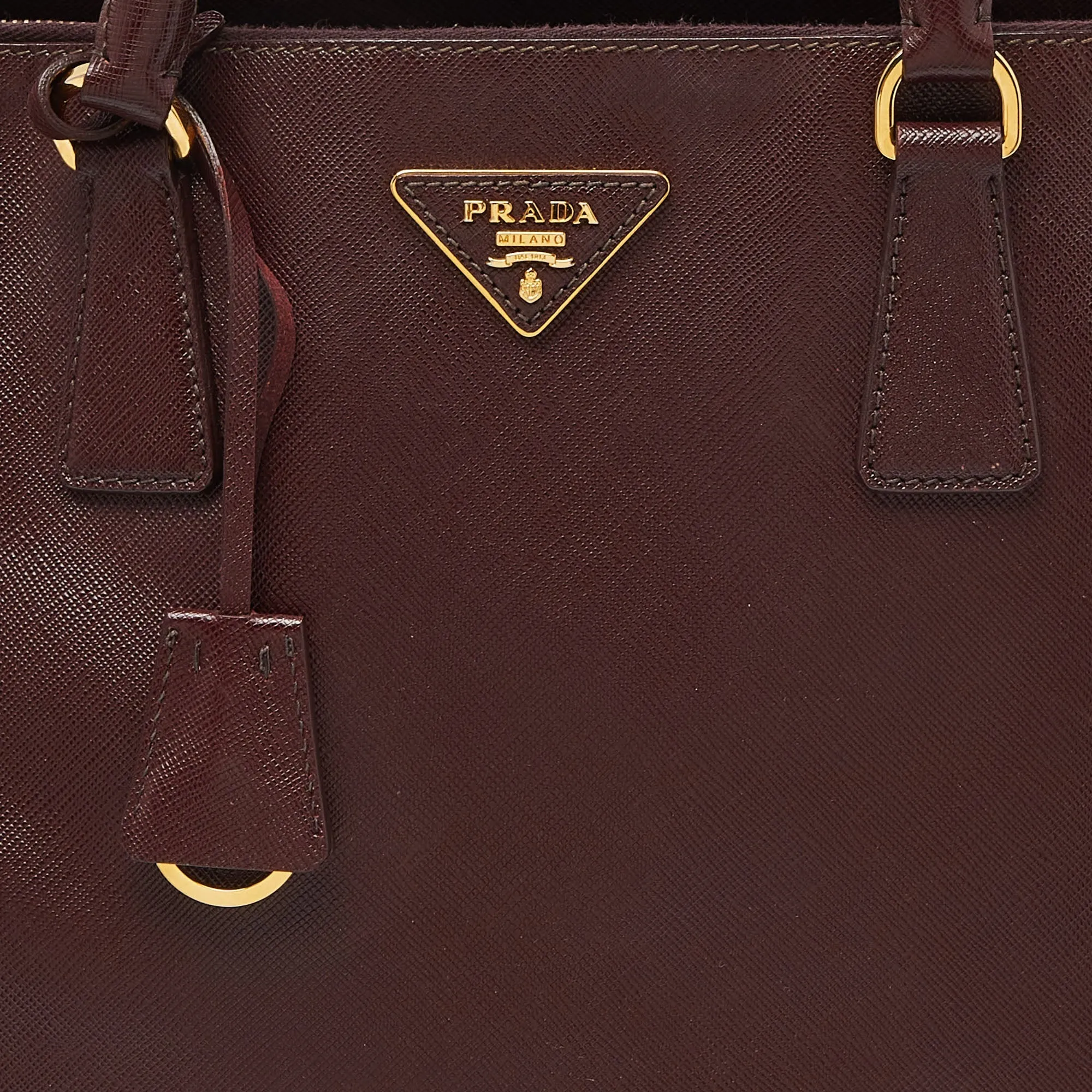 Prada Burgundy Saffiano Lux Leather Executive Galleria Tote