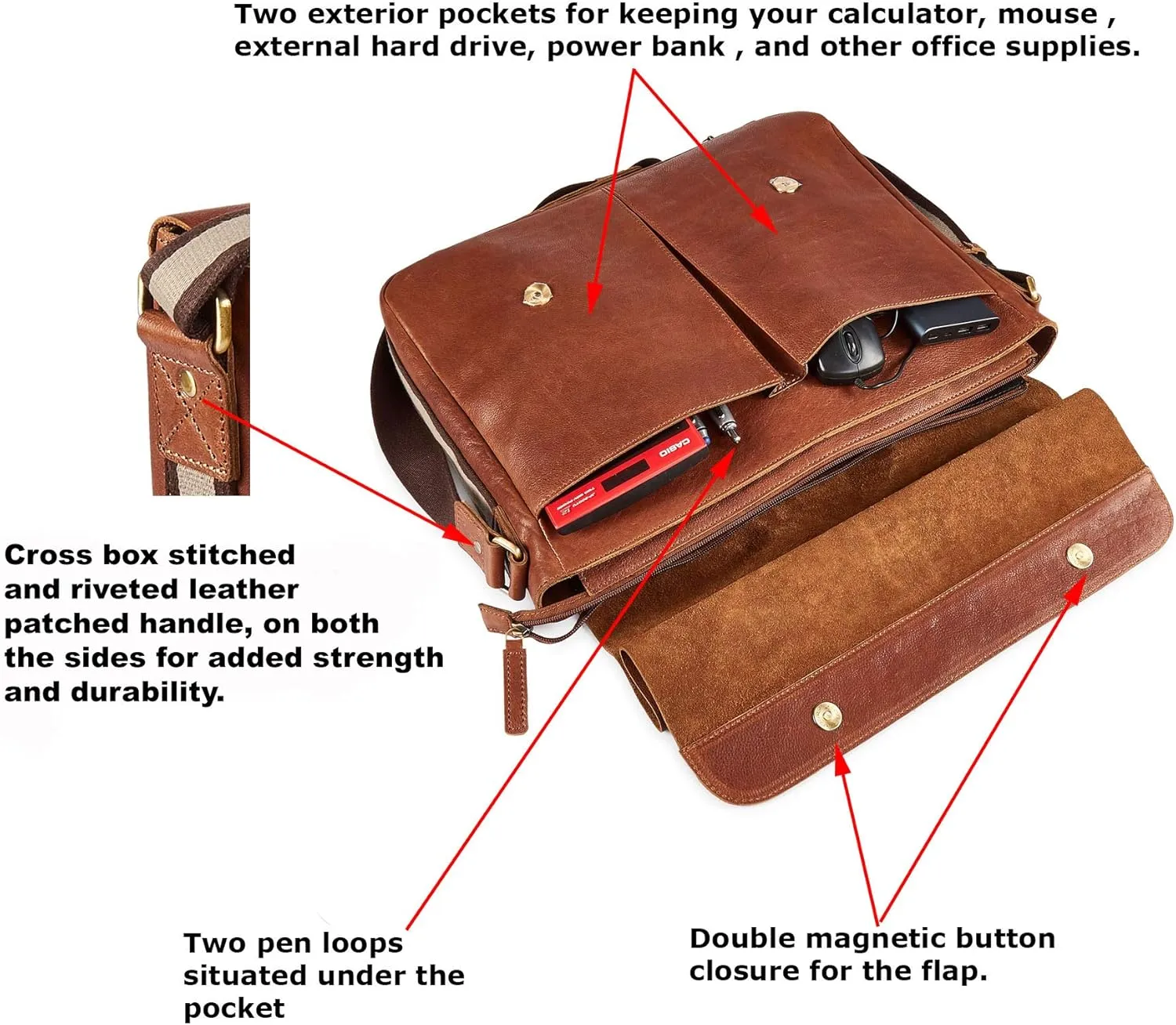 Real Leather Laptop Bag Men Women Distressed Vintage Messenger Satchel Shoulder Bag