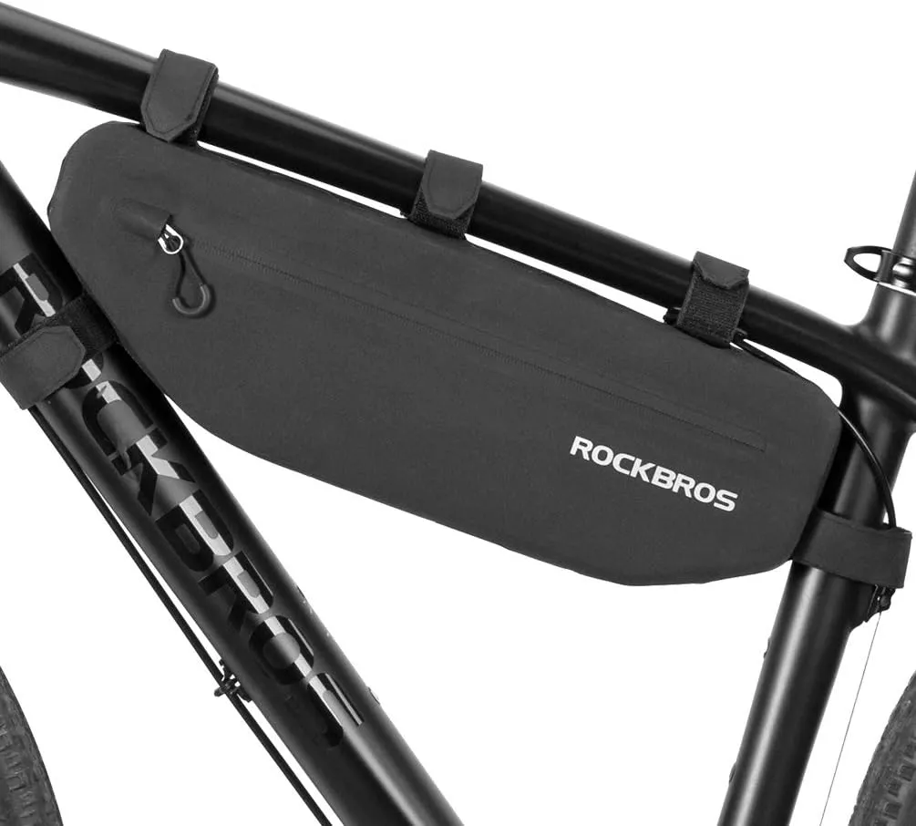 ROCK BROS Bike Frame Bag Waterproof Bike Triangle Bag Bicycle Under Top Tube Bag Corner Pouch Storage Bag Approx. 3 Litres for Cycling Accessories