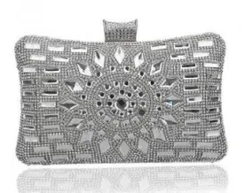 Silver Rhinestone Embellished Clutch Bag