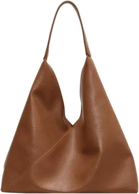Slouchy Hobo Tote Bags for Women - Retro PU Leather Shoulder Purses - Large Capacity 2pcs Ladies Top Handle Handbag