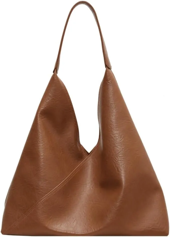 Slouchy Hobo Tote Bags for Women - Retro PU Leather Shoulder Purses - Large Capacity 2pcs Ladies Top Handle Handbag
