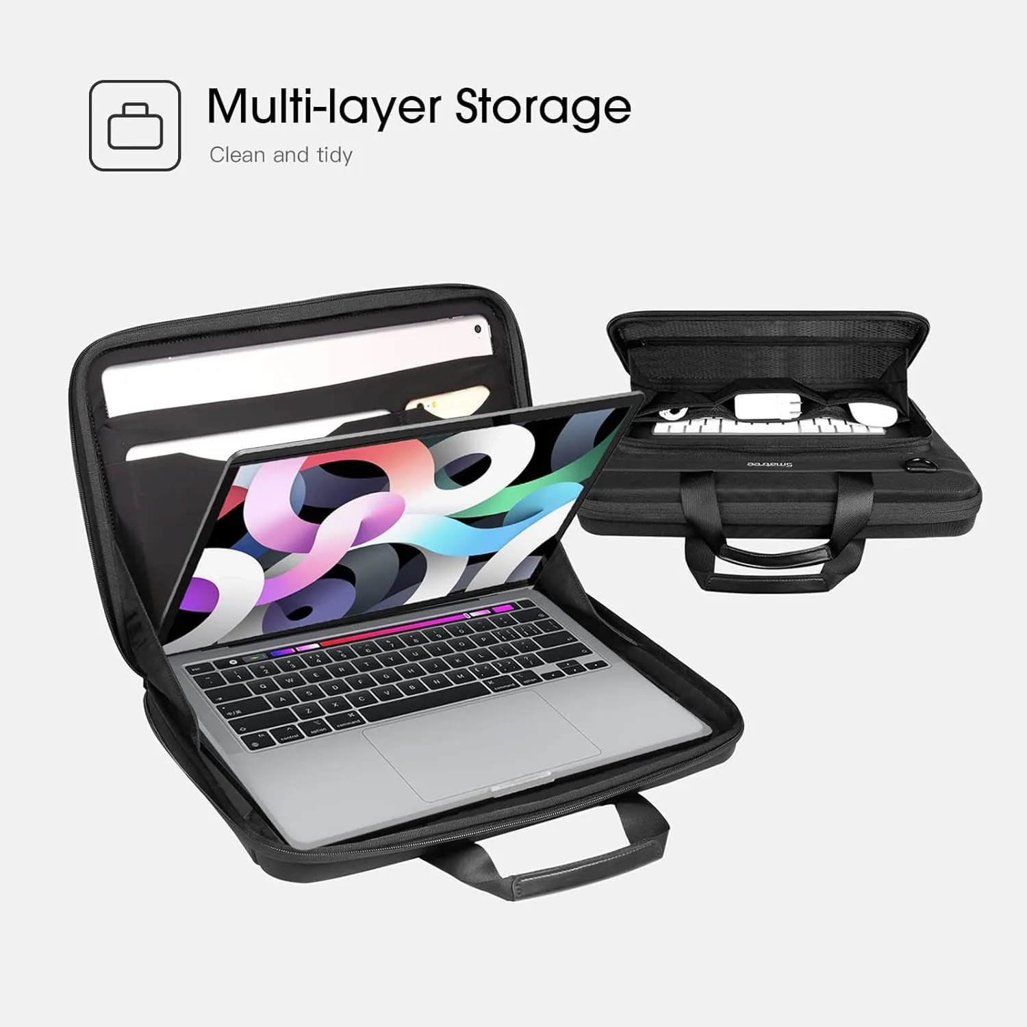 Smatree Hard Laptop Hand Bag Case for 15 inch Macbook Air 2025 M4/2024 M3 A3114/M2 2023 A2941, 14.2inch Macbook Pro M4 2024/M3 2023, Briefcase for 15 inch Microsoft Surface Laptop 6/5/4 Sleeve, Black