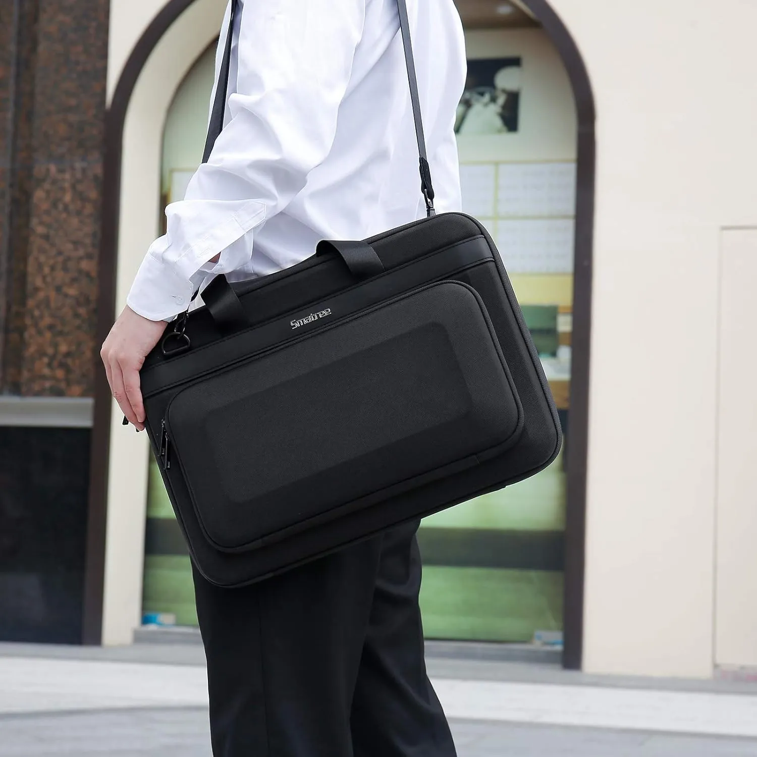 Smatree Hard Laptop Hand Bag Case for 15 inch Macbook Air 2025 M4/2024 M3 A3114/M2 2023 A2941, 14.2inch Macbook Pro M4 2024/M3 2023, Briefcase for 15 inch Microsoft Surface Laptop 6/5/4 Sleeve, Black