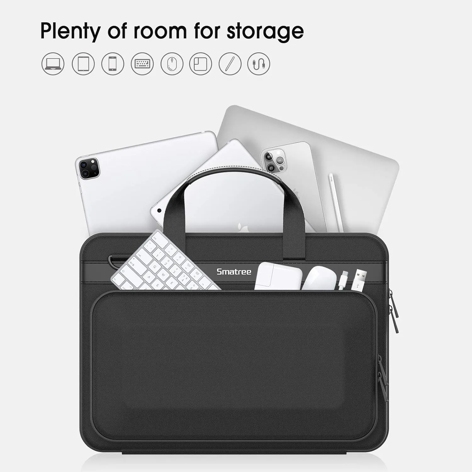 Smatree Hard Laptop Hand Bag Case for 15 inch Macbook Air 2025 M4/2024 M3 A3114/M2 2023 A2941, 14.2inch Macbook Pro M4 2024/M3 2023, Briefcase for 15 inch Microsoft Surface Laptop 6/5/4 Sleeve, Black