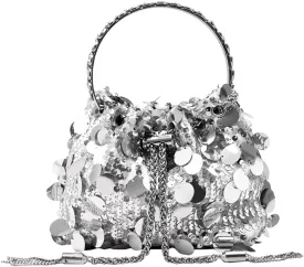 Sparkly Sequin Evening Handbags Purse for Women Glitter Clutch Crossbody Bag for Evening Wedding Party Prom(Silver)