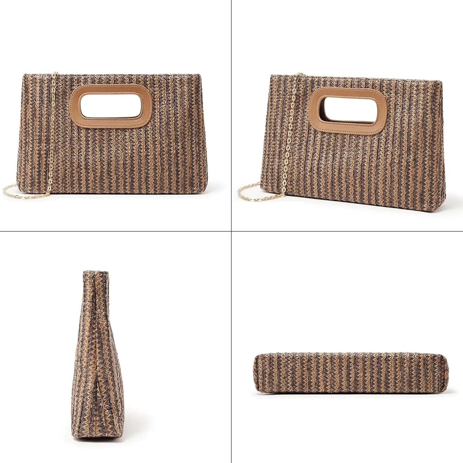 Straw Purse Top Handle Clutch Bag, Woven Beach Shoulder Crossbody Bag Raffia Handbag Raffia Summer Vacation Tote