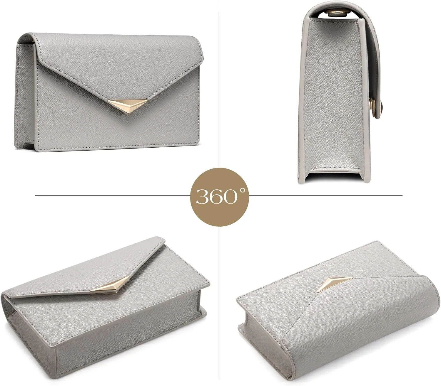 SWEETV Classic Envelope Clutch Purses for Women Elegant PU Leather Handbags for Evening, Weddings, Parties, and Formal Events
