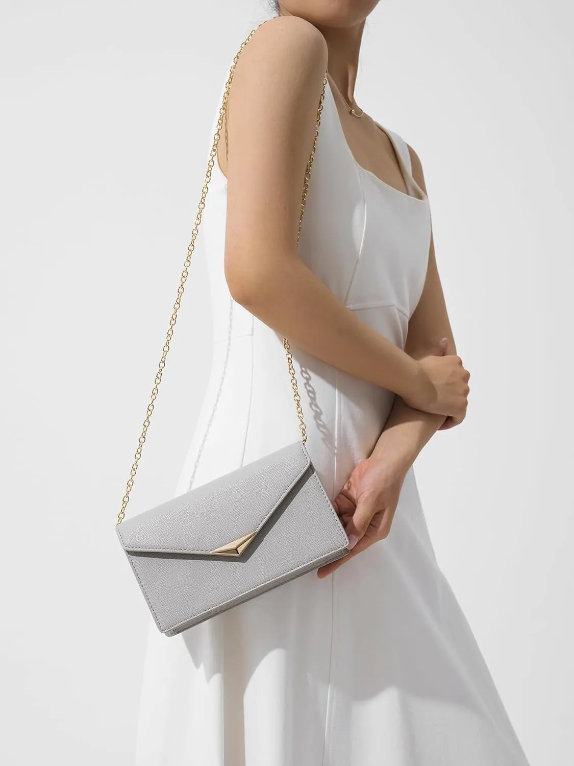 SWEETV Classic Envelope Clutch Purses for Women Elegant PU Leather Handbags for Evening, Weddings, Parties, and Formal Events