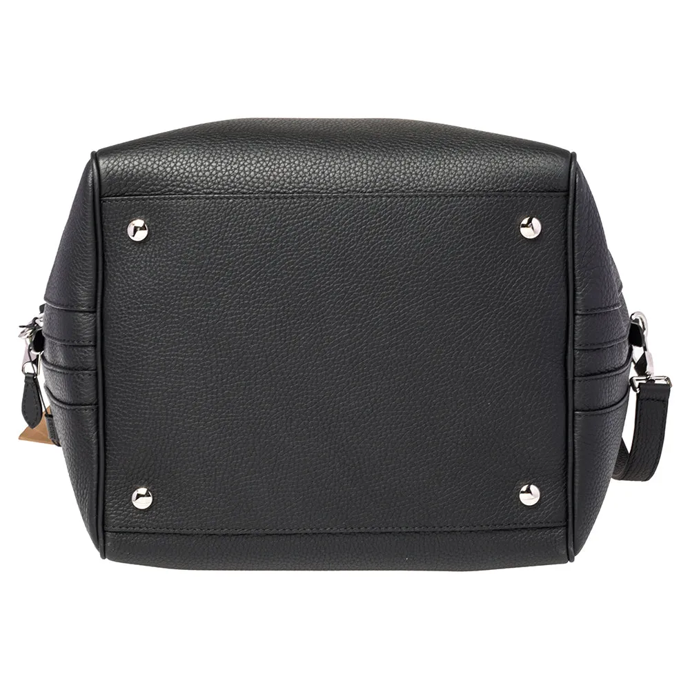 Trendy Inspired Burberry Black Leather Medium Cube Satchel