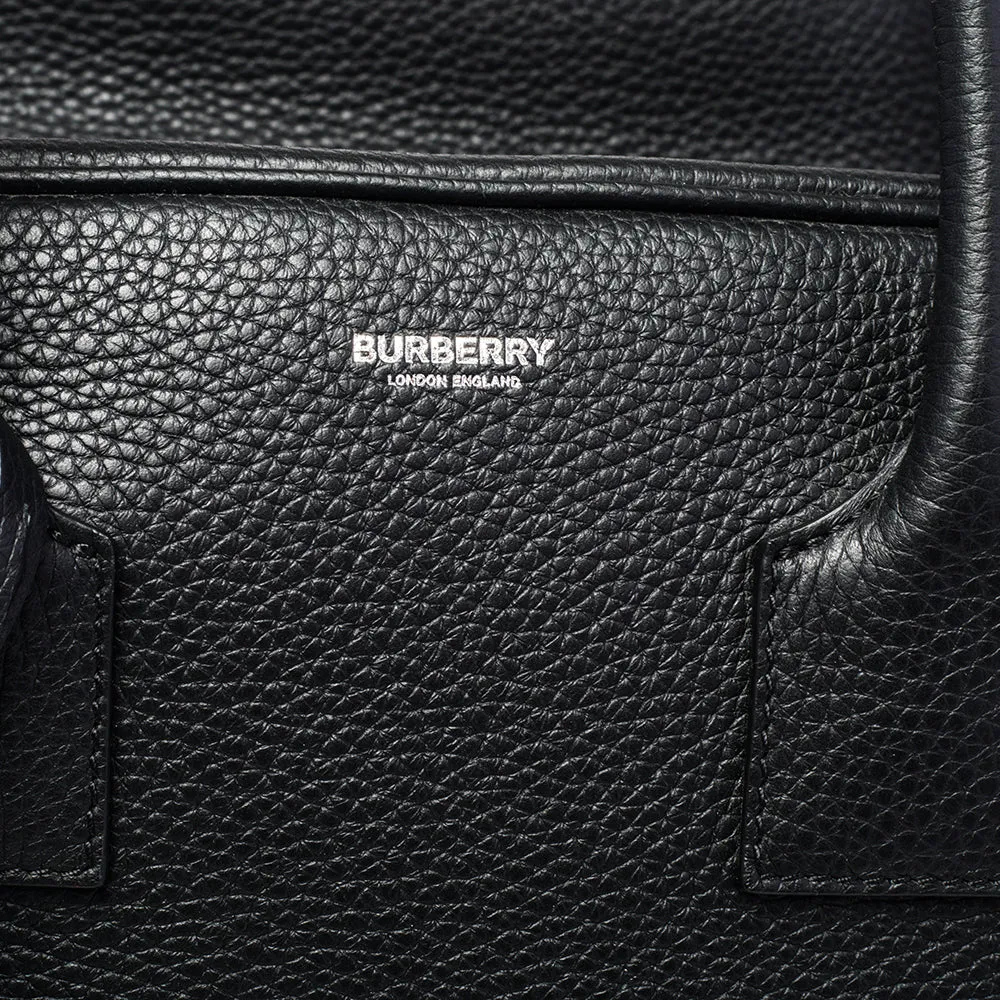 Trendy Inspired Burberry Black Leather Medium Cube Satchel